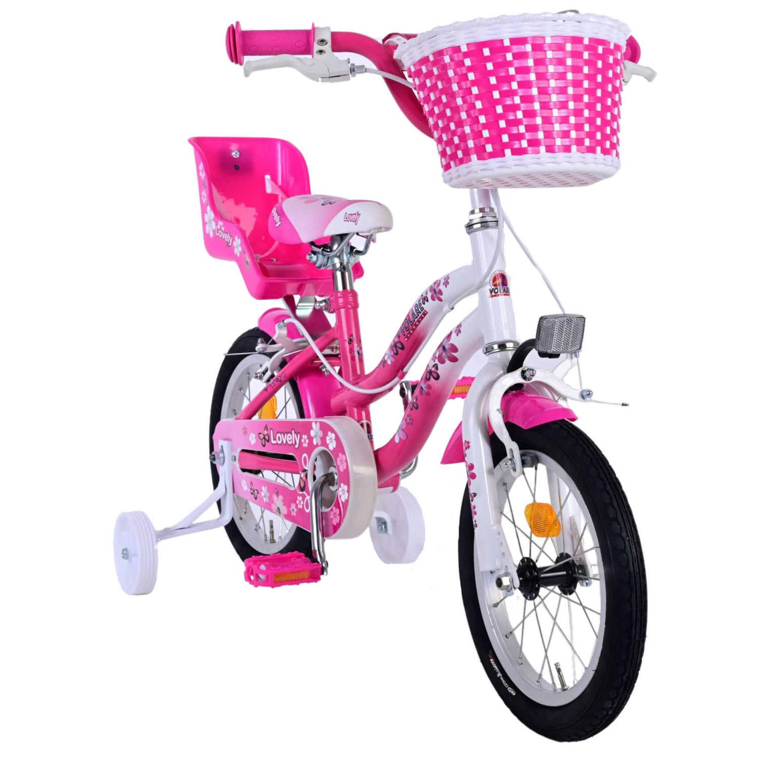 Volare Lovely Fiets - 14 inch - Roze Wit - Twee Handremmen