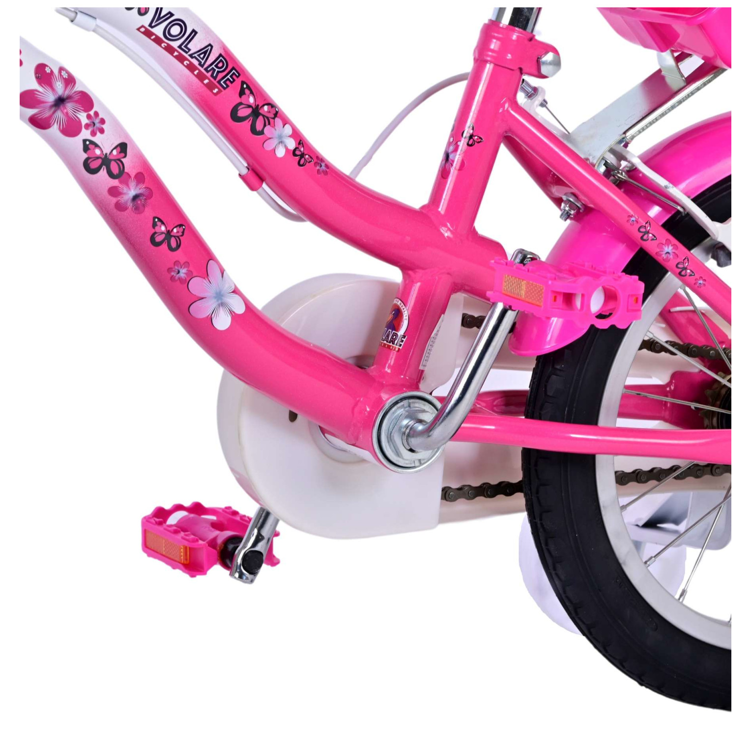 Volare Lovely Fiets - 14 inch - Roze Wit - Twee Handremmen