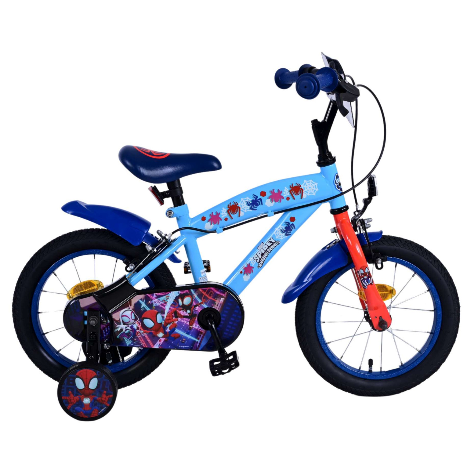 Spidey Fiets - 14 inch - Blauw Rood - Twee handremmen