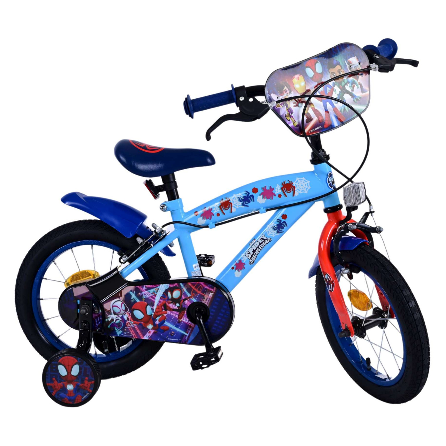 Spidey Fiets - 14 inch - Blauw Rood - Twee handremmen