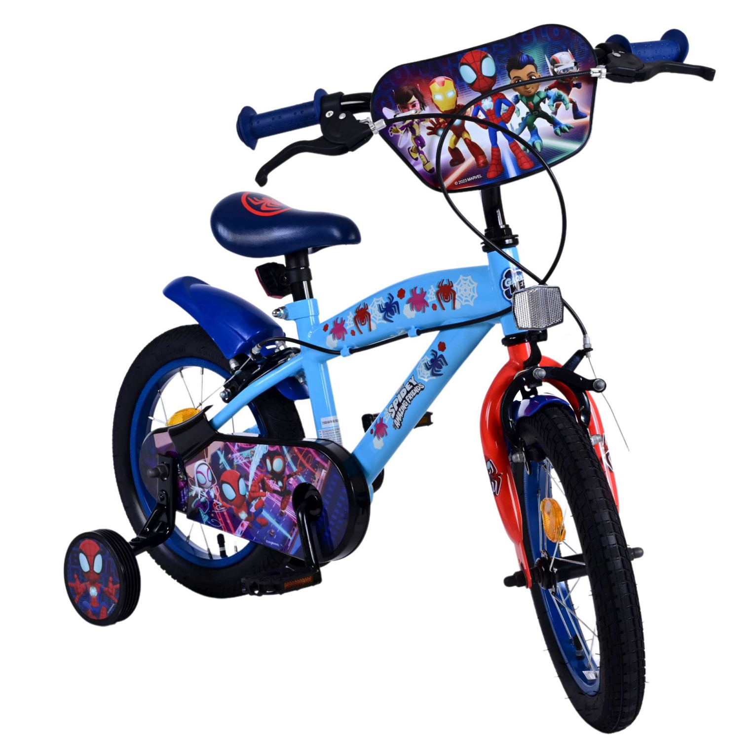 Spidey Fiets - 14 inch - Blauw Rood - Twee handremmen