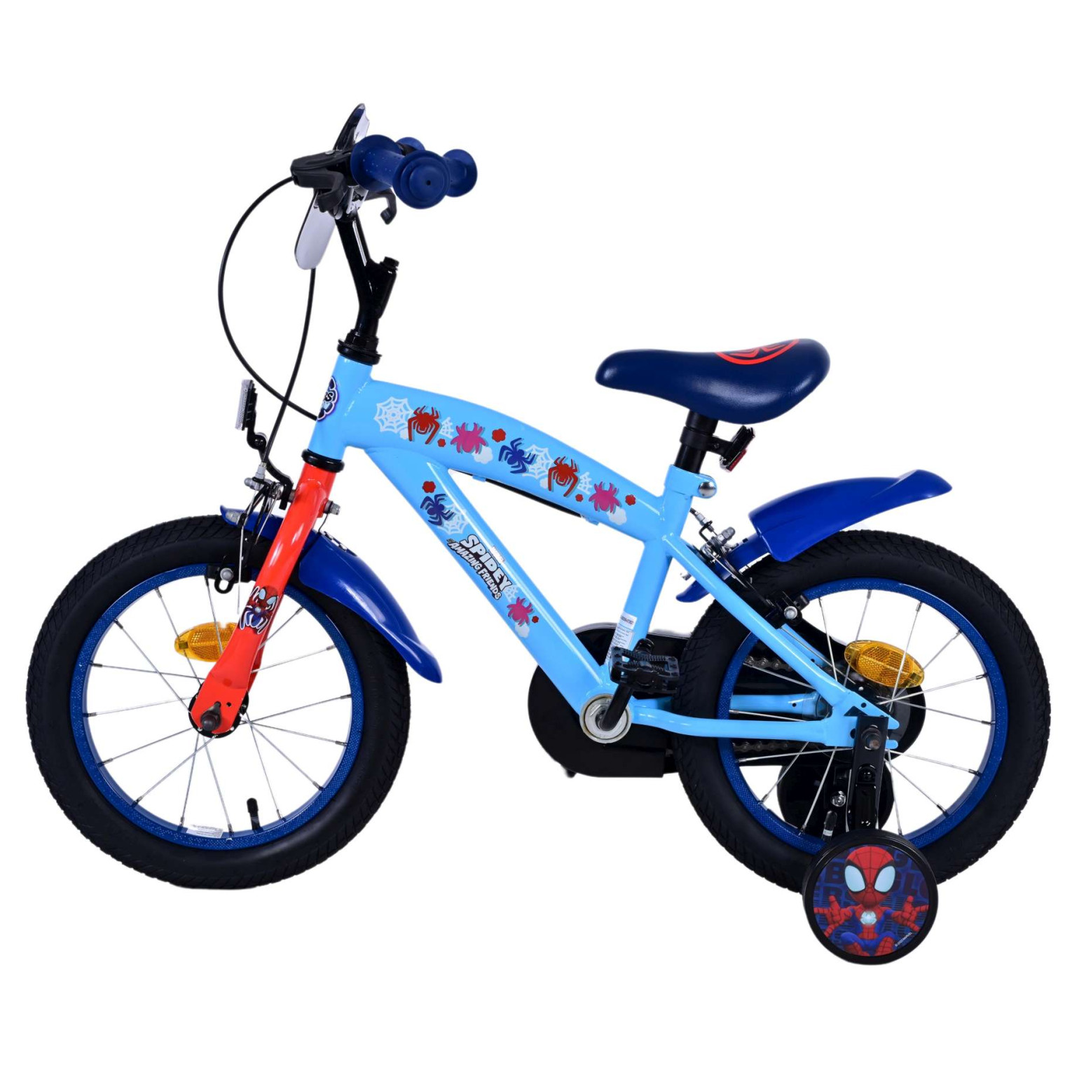 Spidey Fiets - 14 inch - Blauw Rood - Twee handremmen