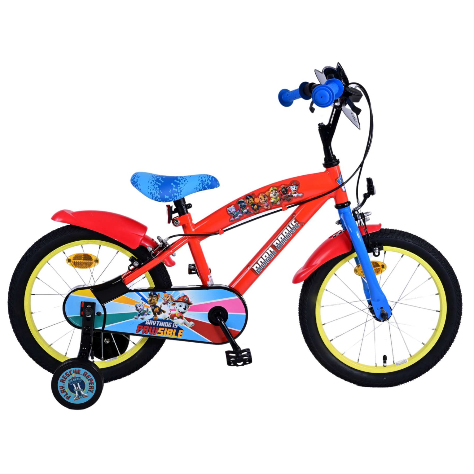 Paw Patrol Fiets - 16 inch - Rood - Twee handremmen