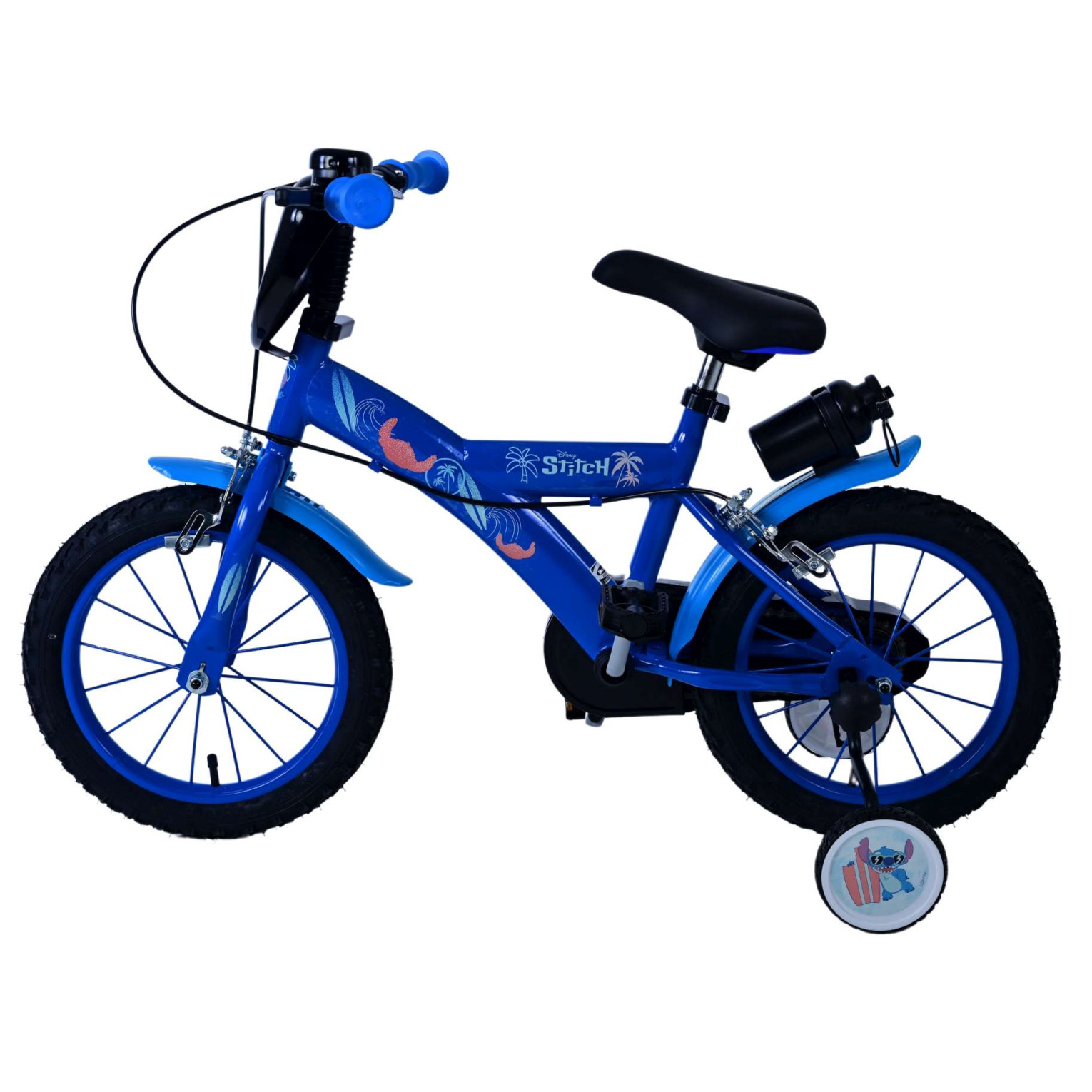 Disney Stitch Fiets - 14 inch - Blauw - Twee handremmen