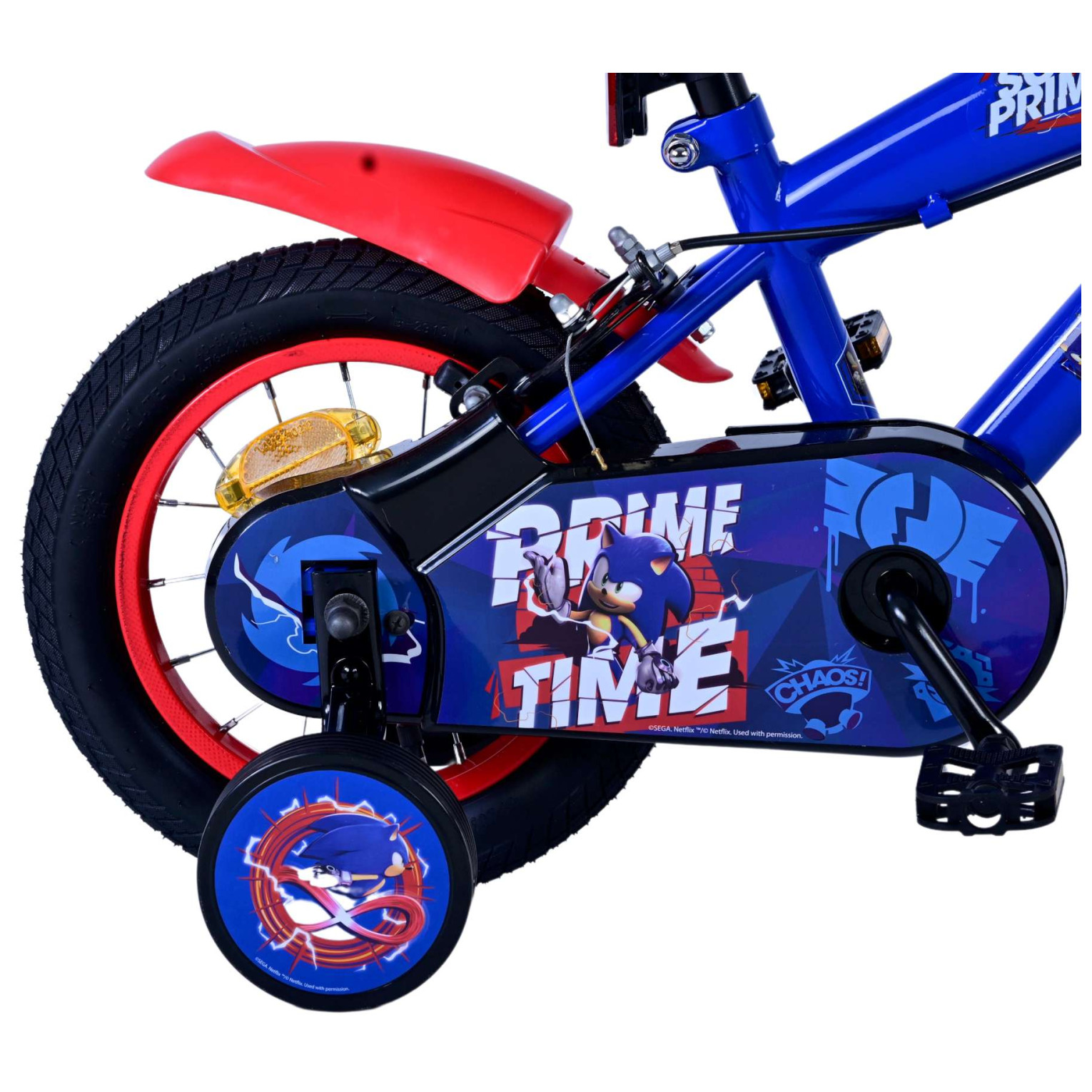 Sonic Prime Fiets - 12 inch - Blauw Rood - Twee handremmen