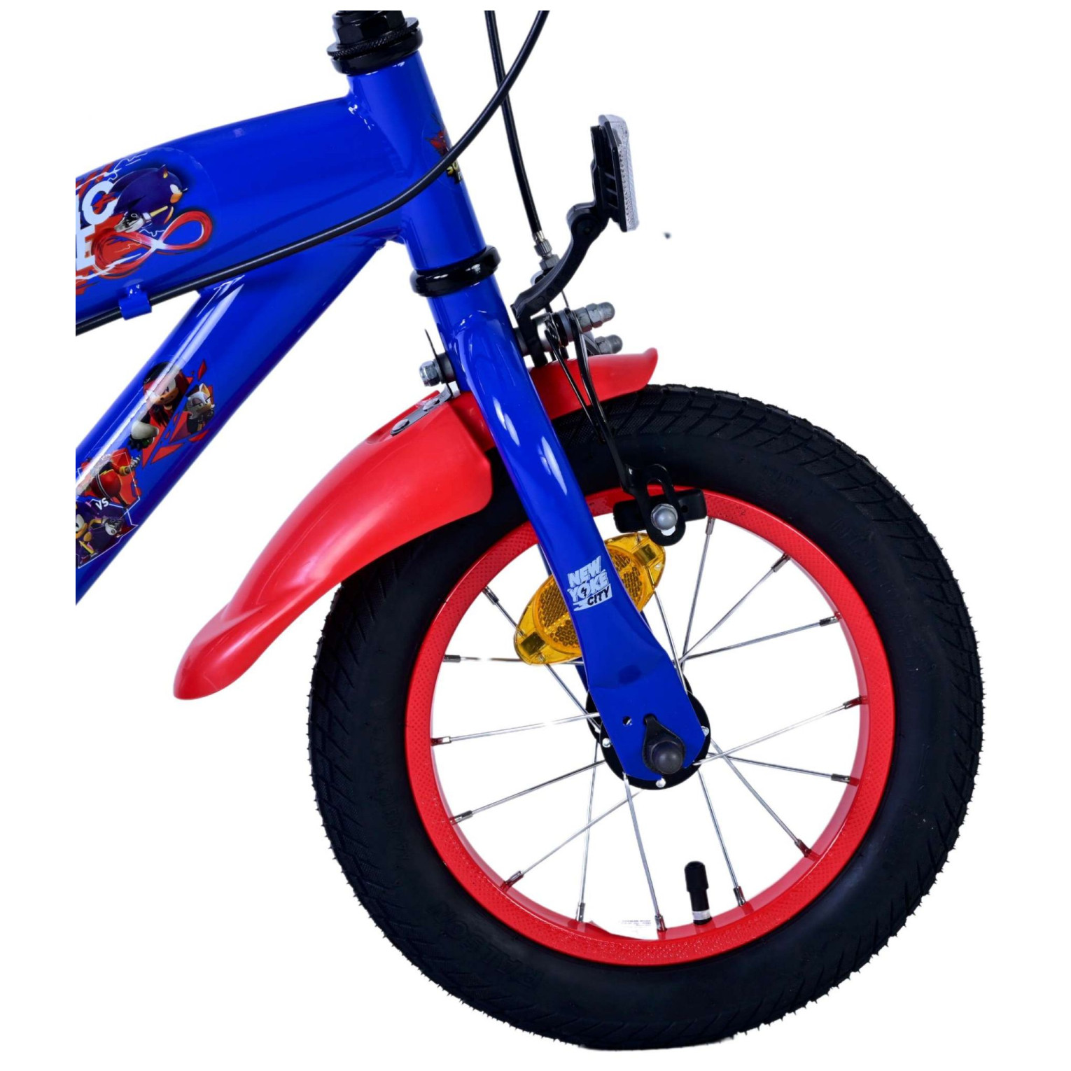 Sonic Prime Fiets - 12 inch - Blauw Rood - Twee handremmen