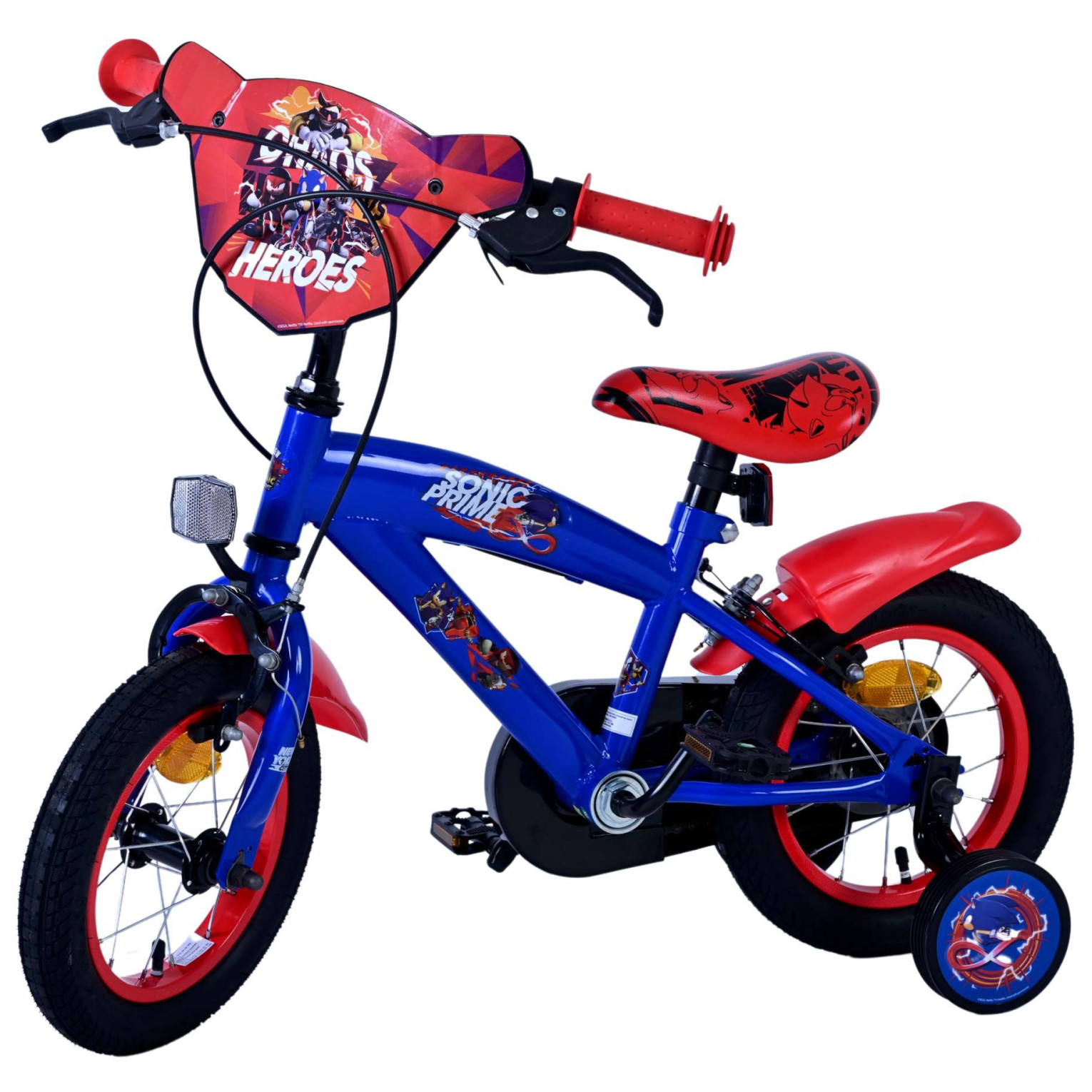 Sonic Prime Fiets - 12 inch - Blauw Rood - Twee handremmen