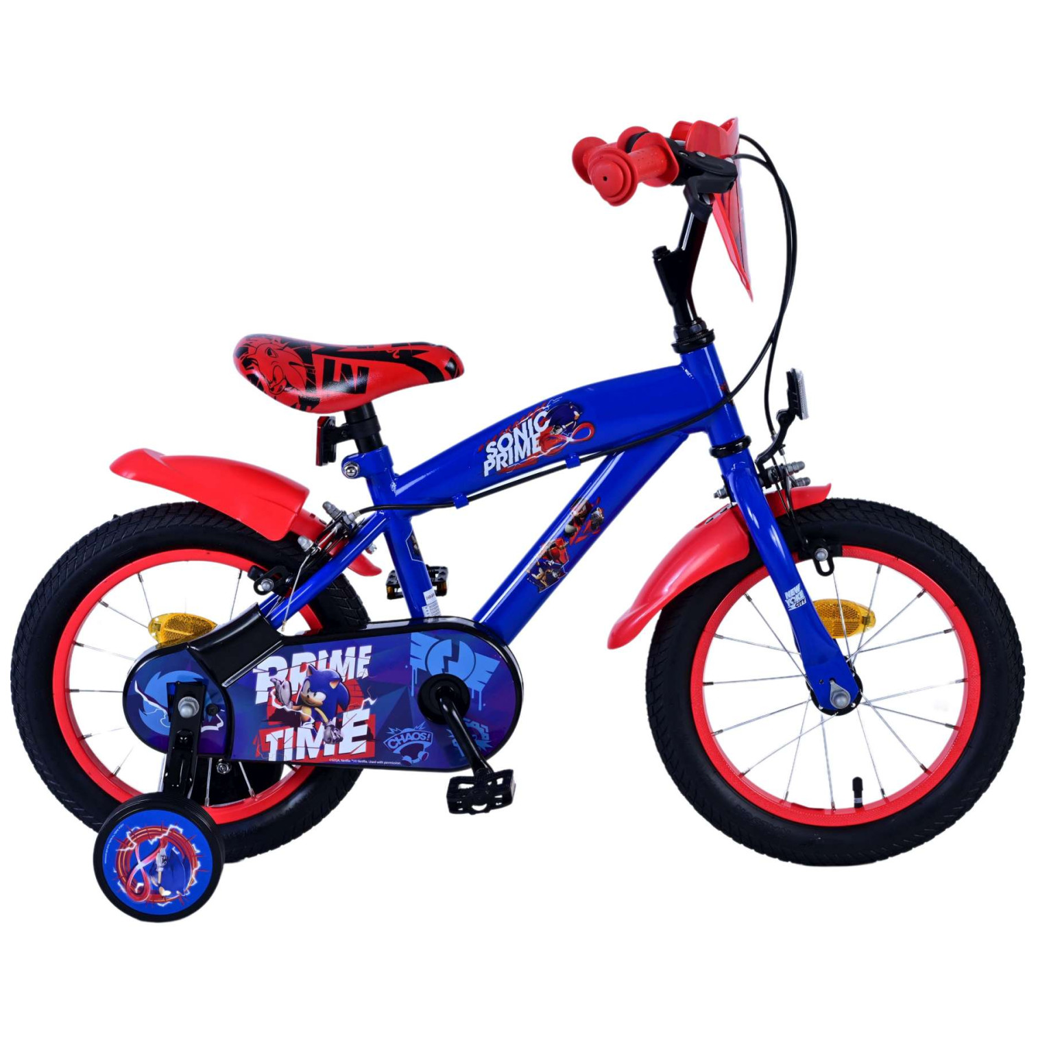 Sonic Prime Fiets - 14 inch - Blauw Rood - Twee handremmen