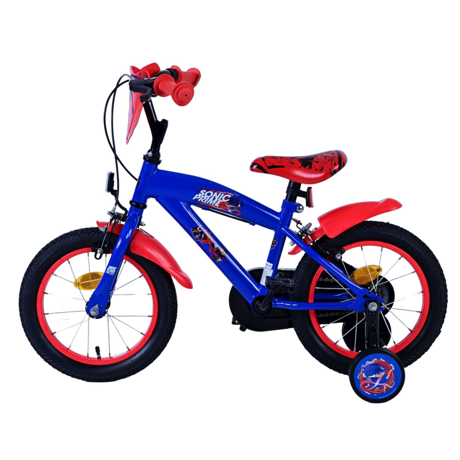 Sonic Prime Fiets - 14 inch - Blauw Rood - Twee handremmen