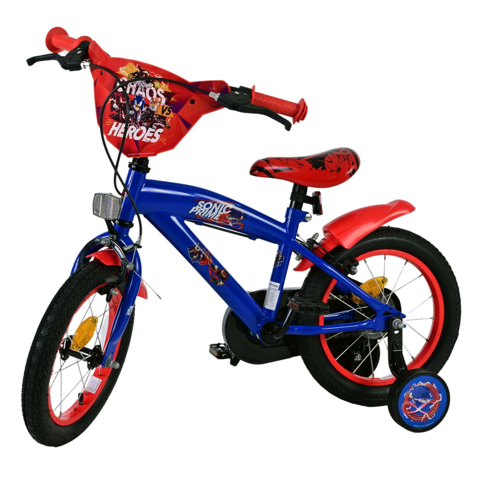 Sonic Prime Fiets - 14 inch - Blauw Rood - Twee handremmen