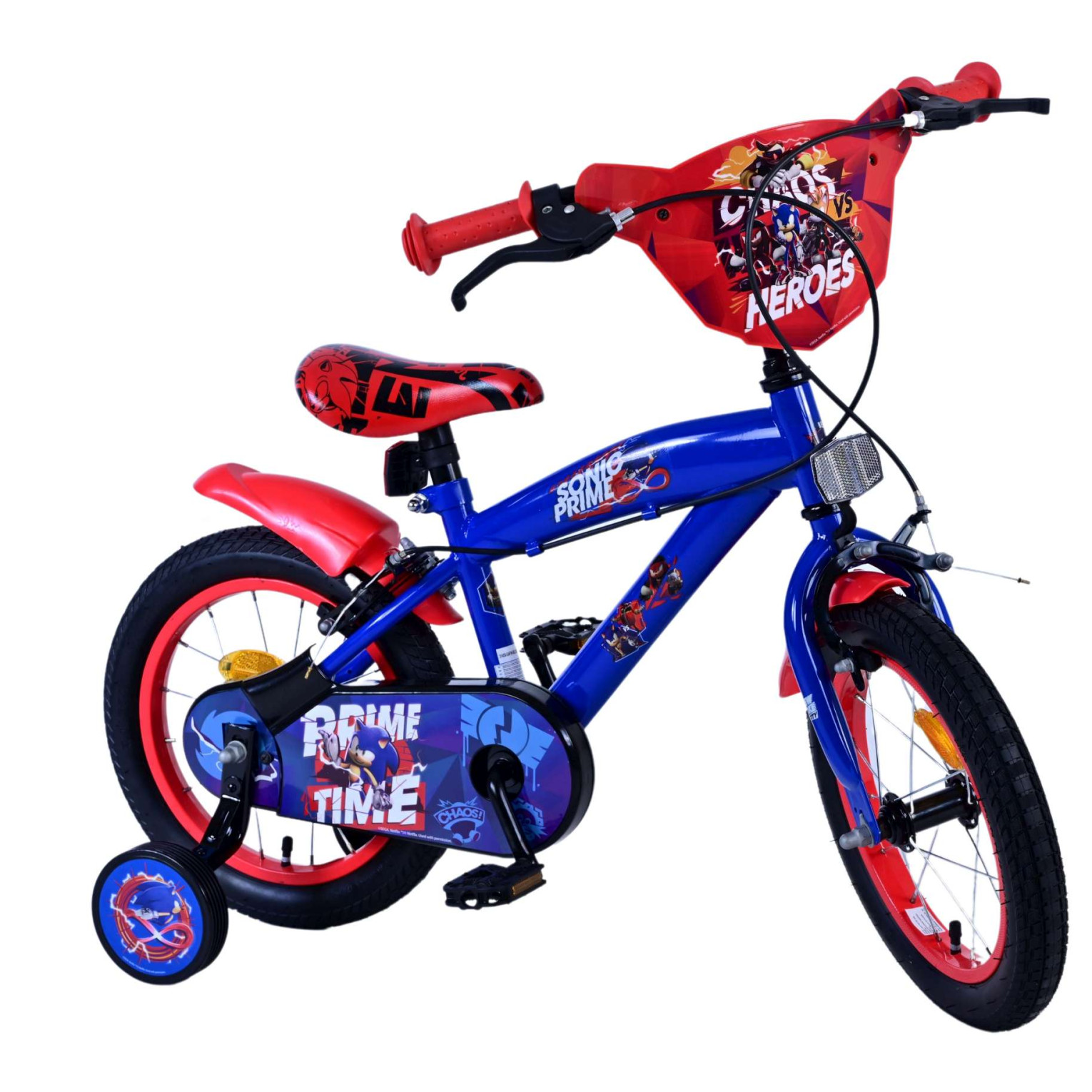 Sonic Prime Fiets - 14 inch - Blauw Rood - Twee handremmen