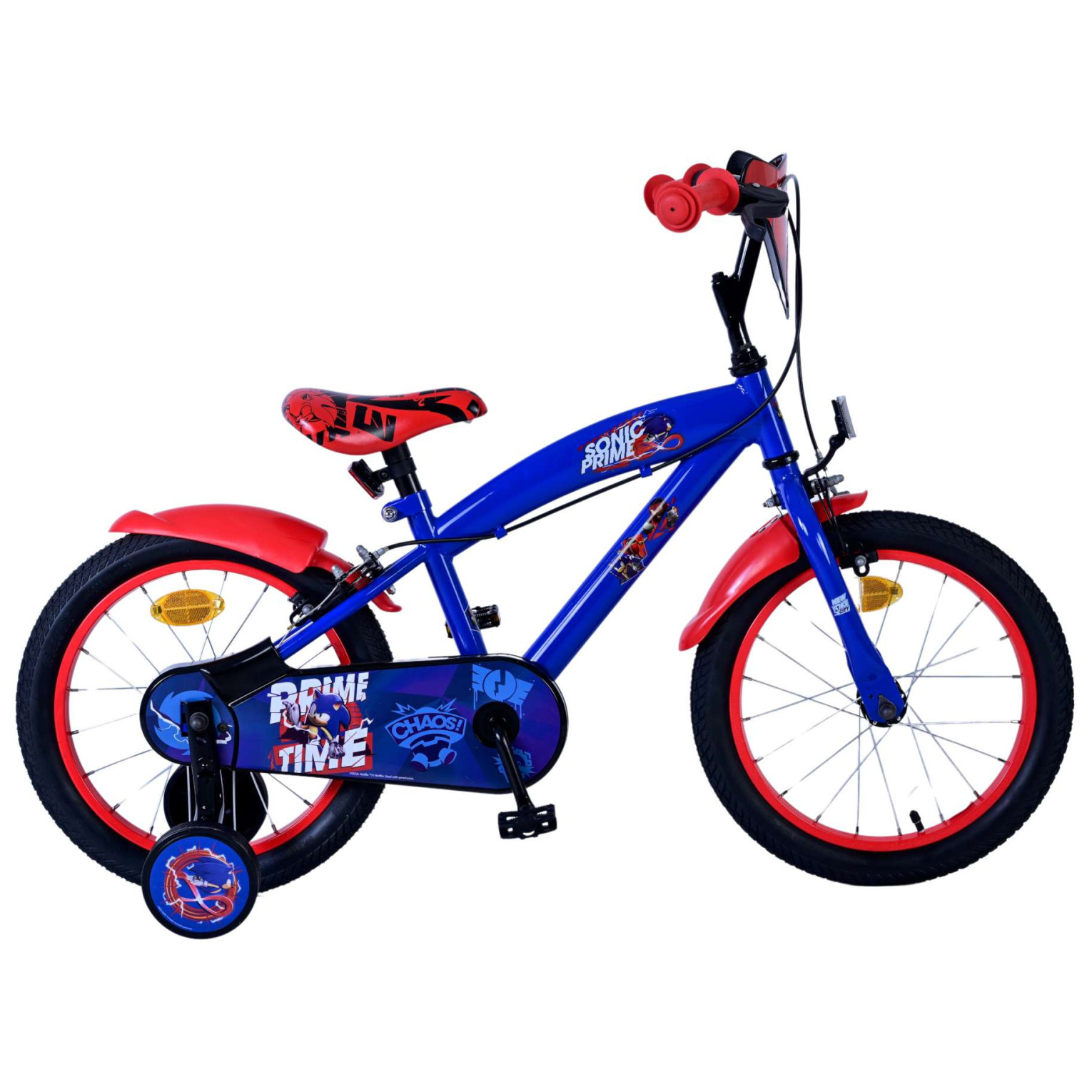 Sonic Prime Fiets - 16 inch - Blauw Rood - Twee handremmen