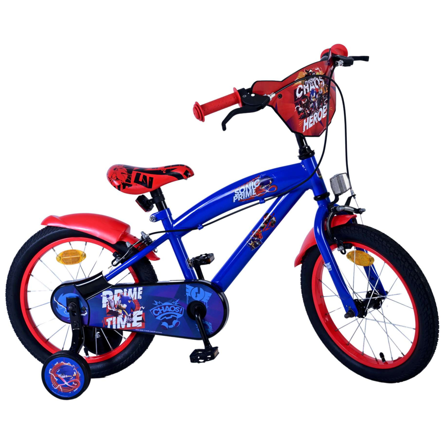 Sonic Prime Fiets - 16 inch - Blauw Rood - Twee handremmen