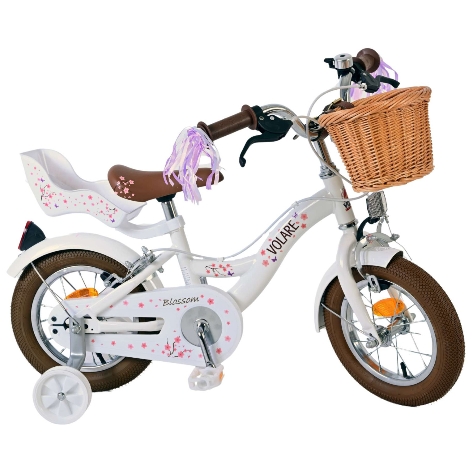 Volare Blossom Fiets - 12 inch - Wit - Twee handremmen