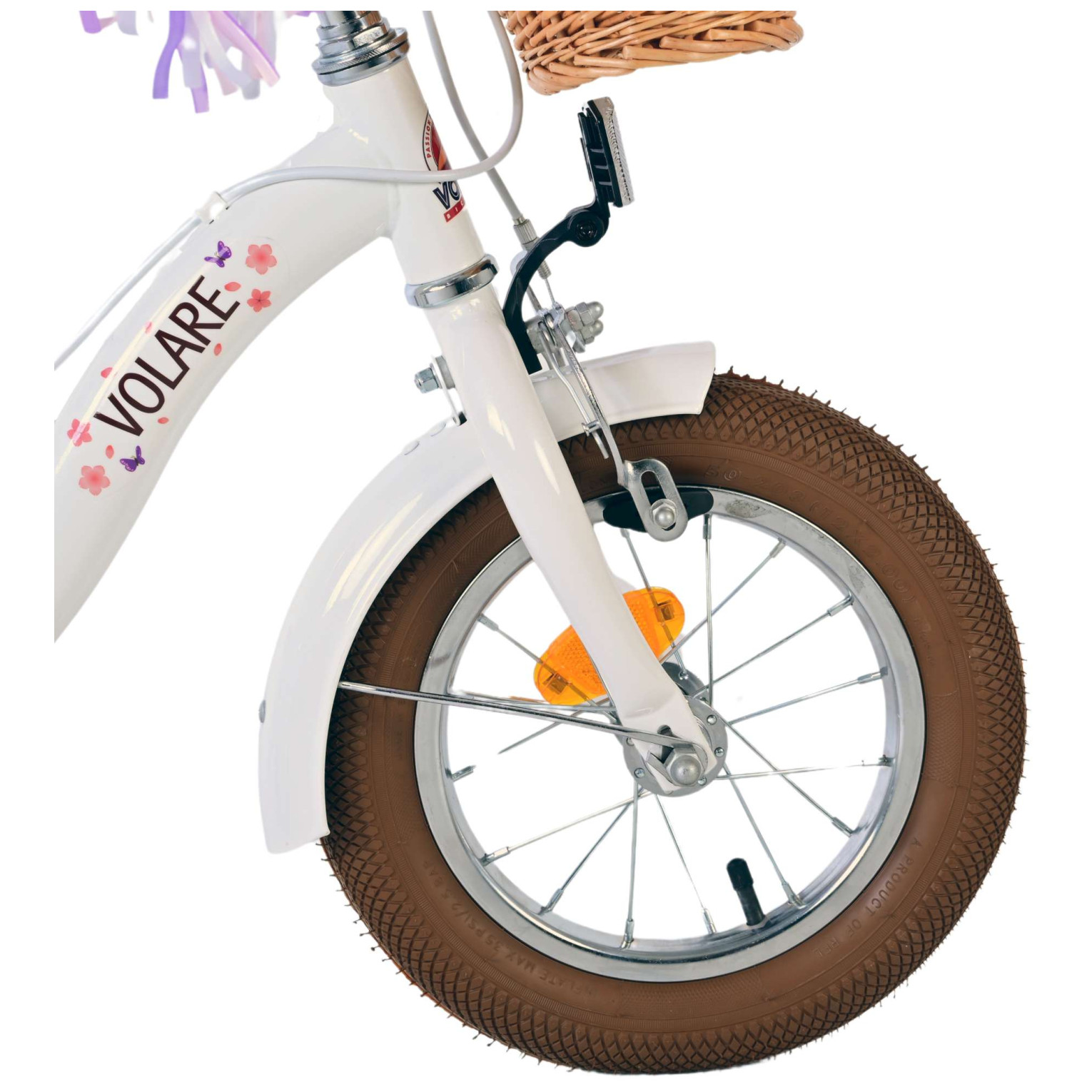 Volare Blossom Fiets - 12 inch - Wit - Twee handremmen