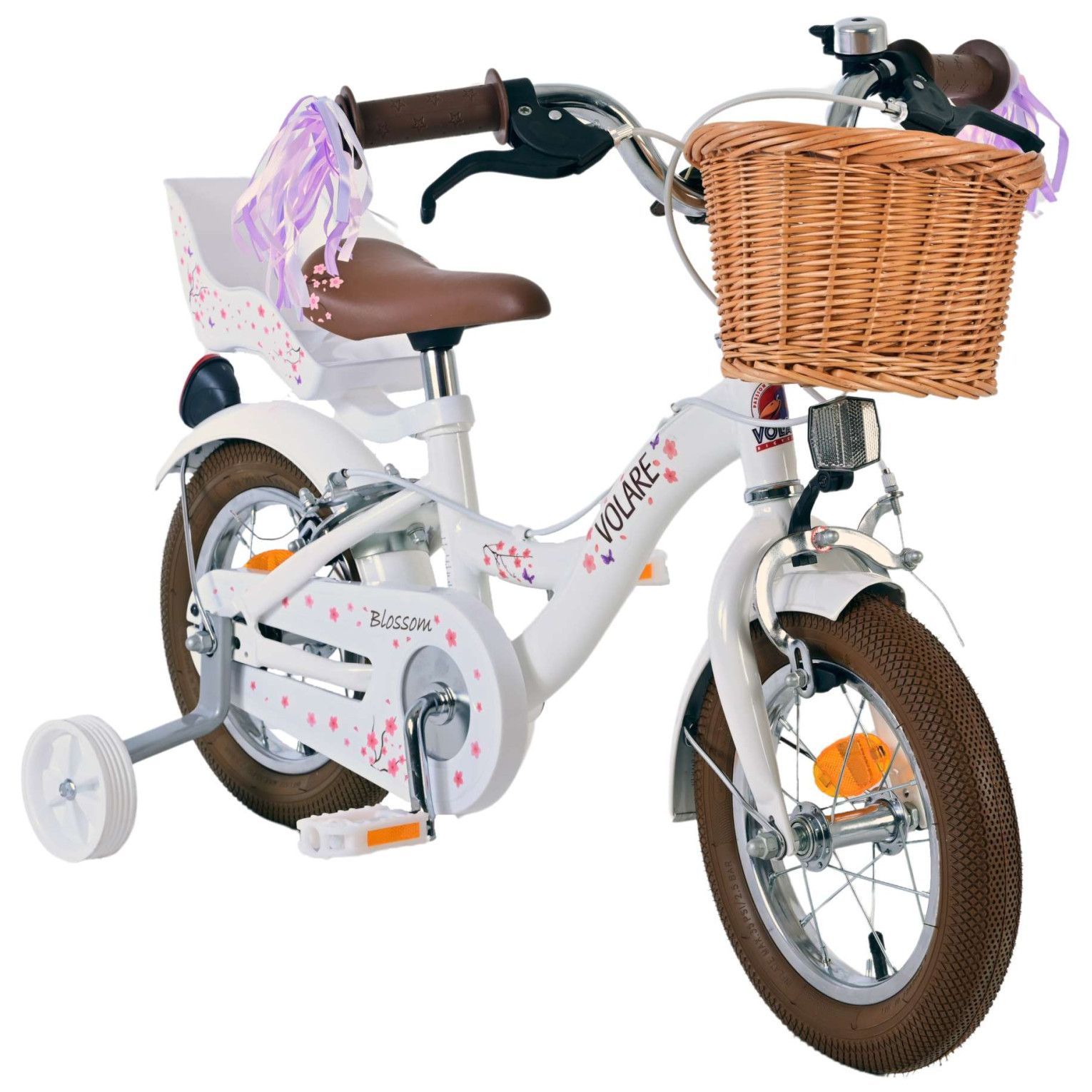 Volare Blossom Fiets - 12 inch - Wit - Twee handremmen