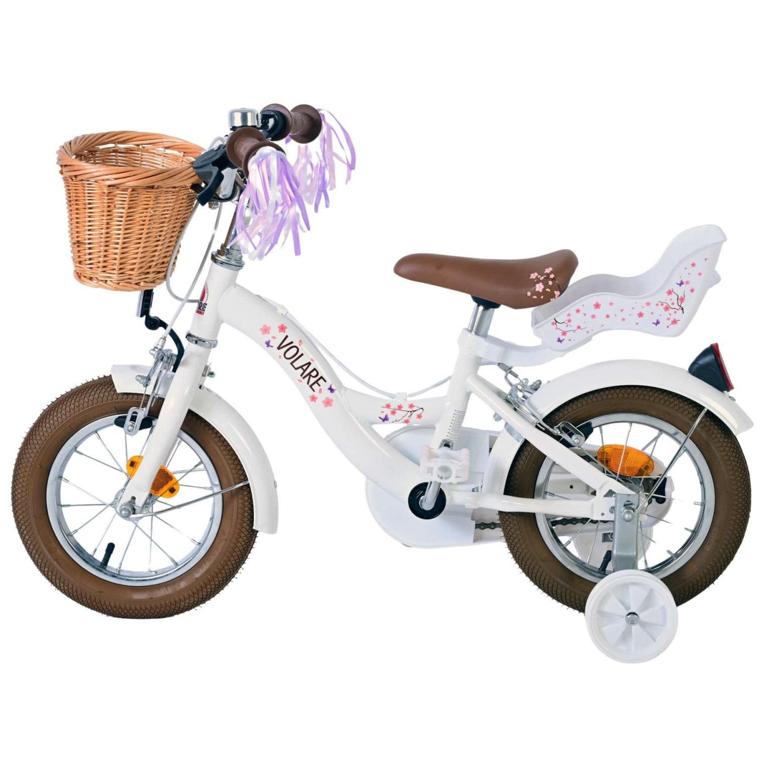 Volare Blossom Fiets - 12 inch - Wit - Twee handremmen