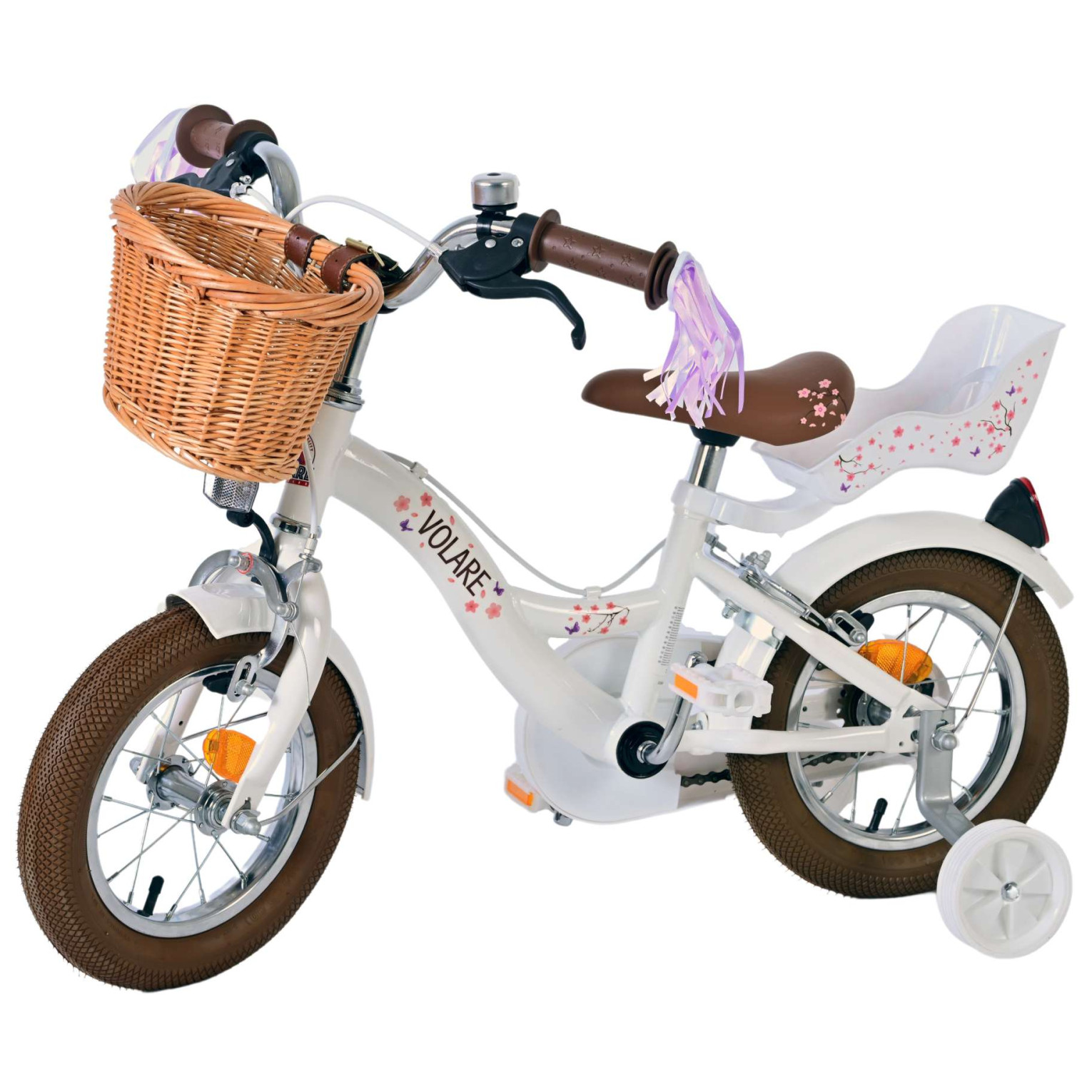 Volare Blossom Fiets - 12 inch - Wit - Twee handremmen