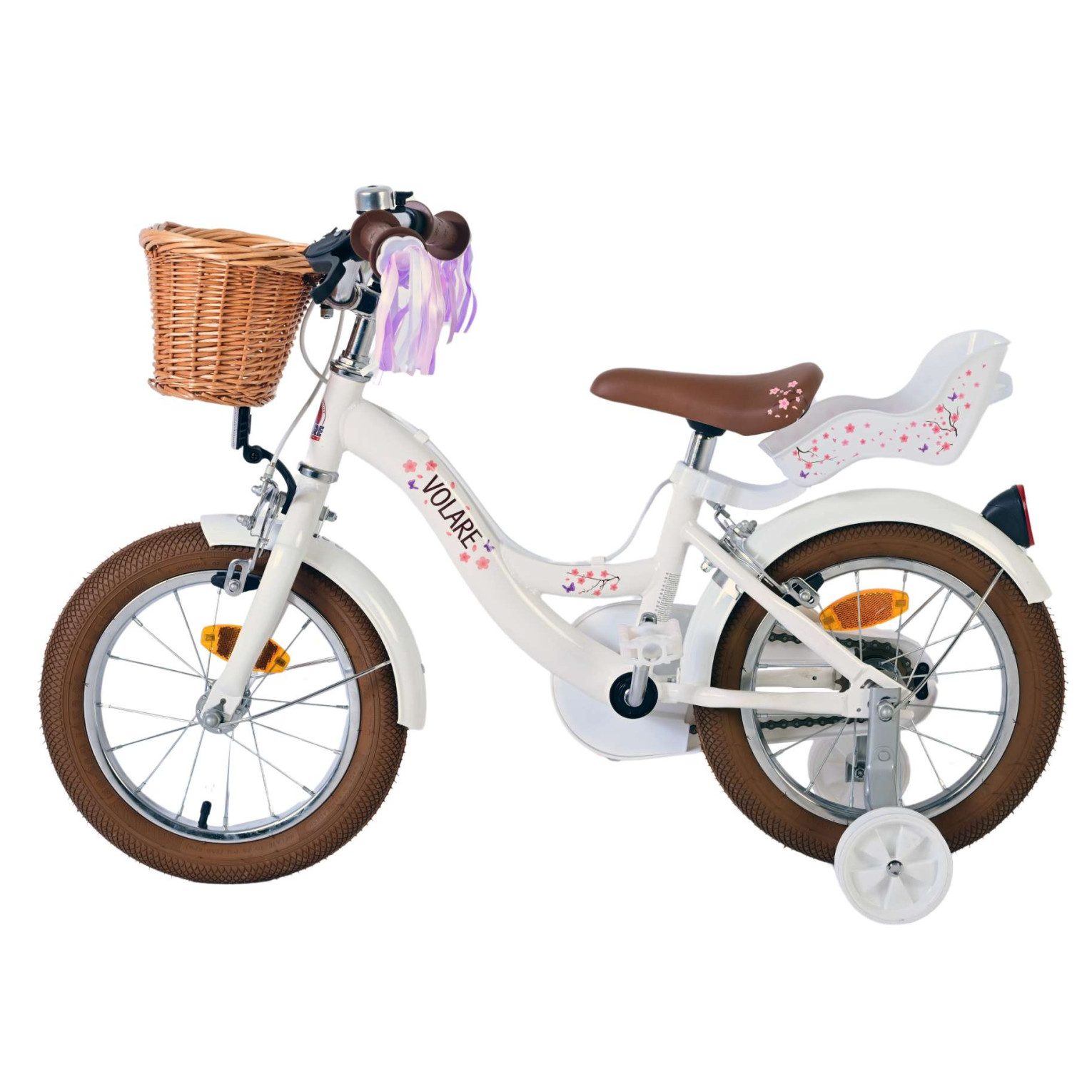 Volare Blossom Fiets - 14 inch - Wit - Twee Handremmen