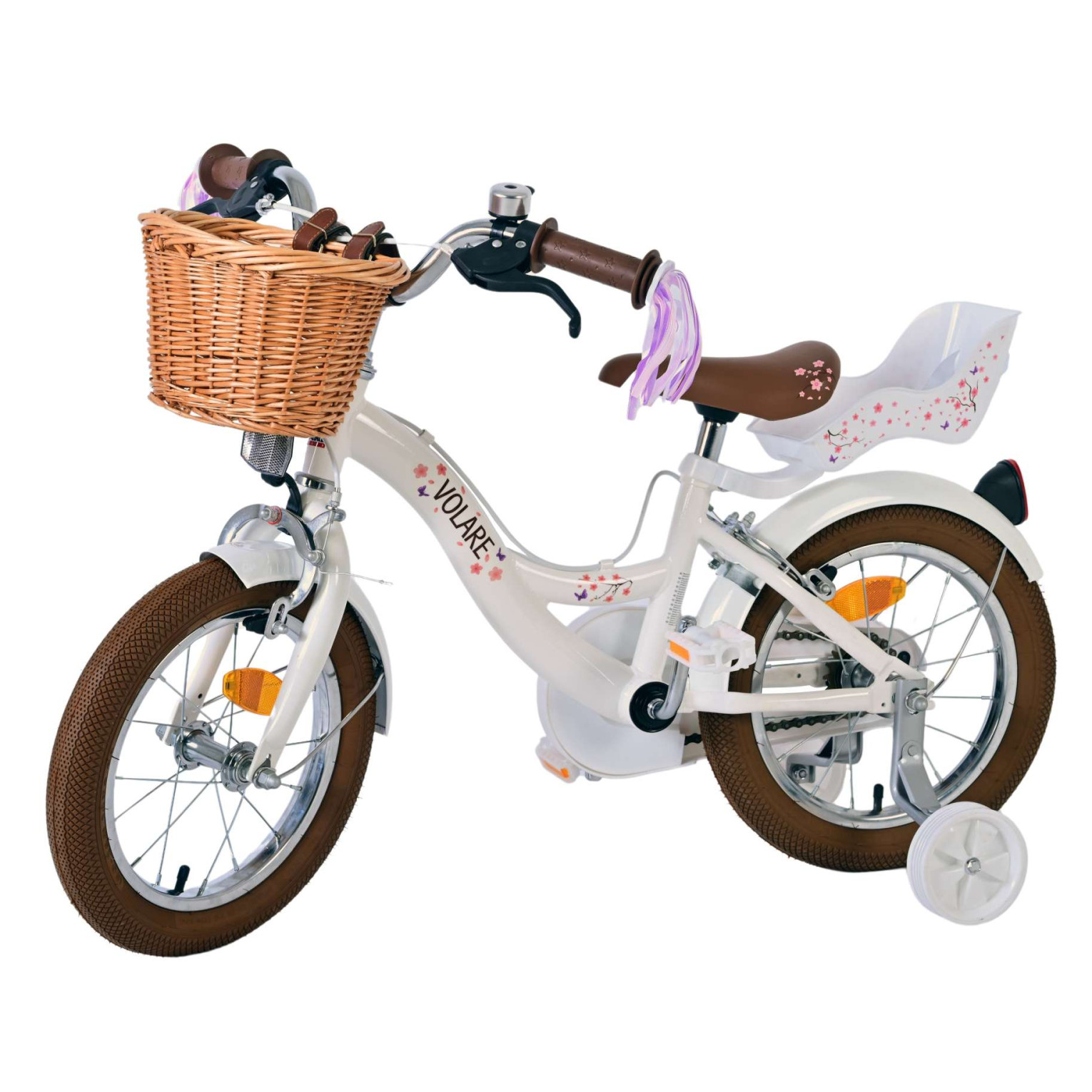 Volare Blossom Fiets - 14 inch - Wit - Twee Handremmen