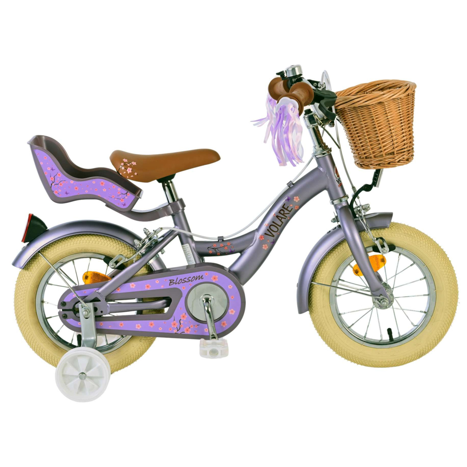 Volare Blossom Fiets - 12 inch - Paars - Twee handremmen