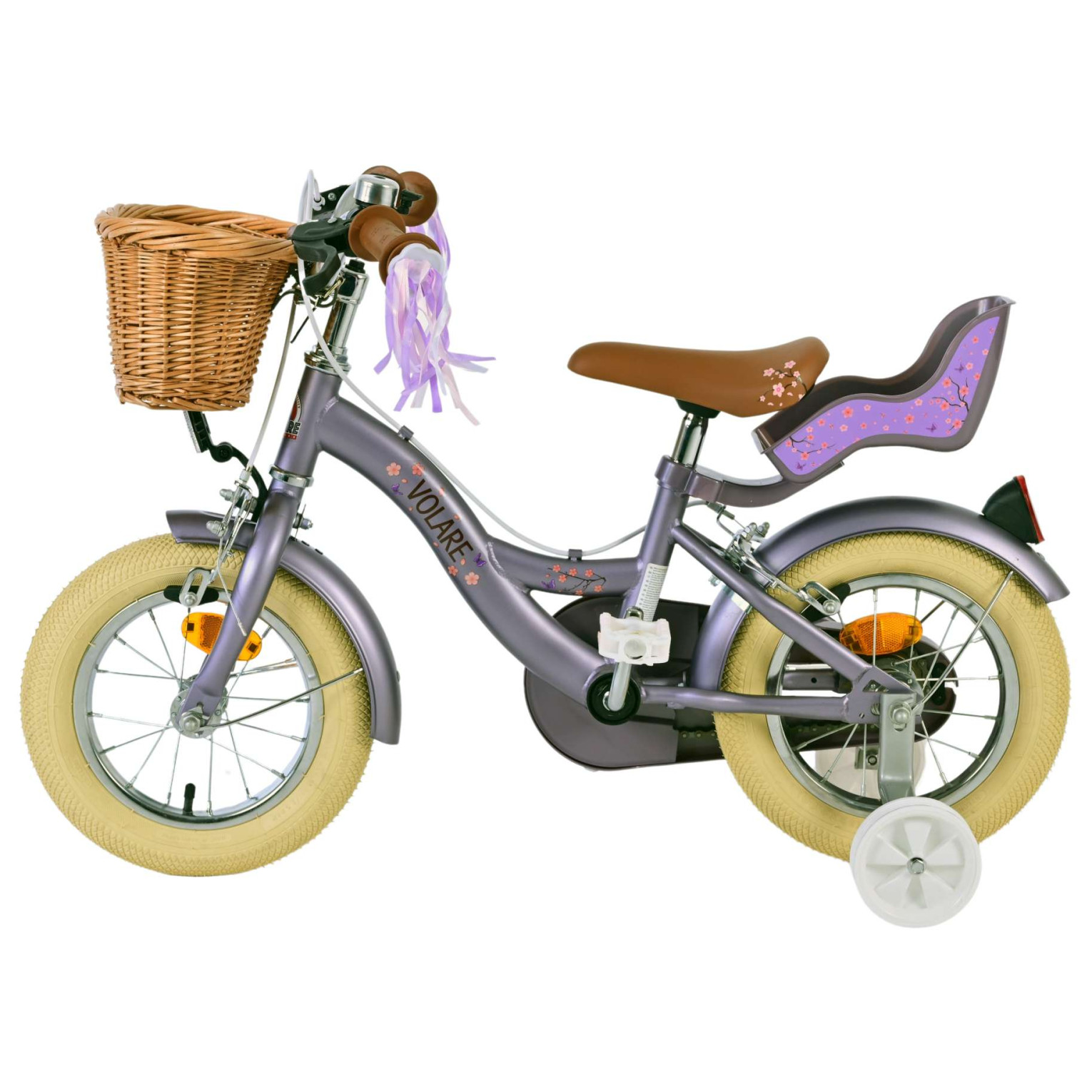 Volare Blossom Fiets - 12 inch - Paars - Twee handremmen