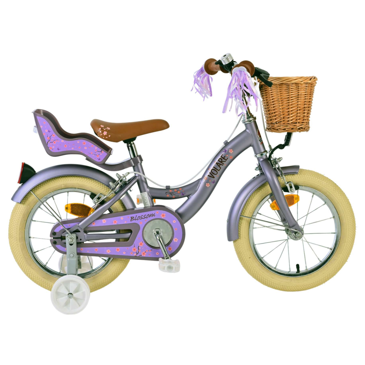 Volare Blossom Fiets - 14 inch - Paars - Twee Handremmen