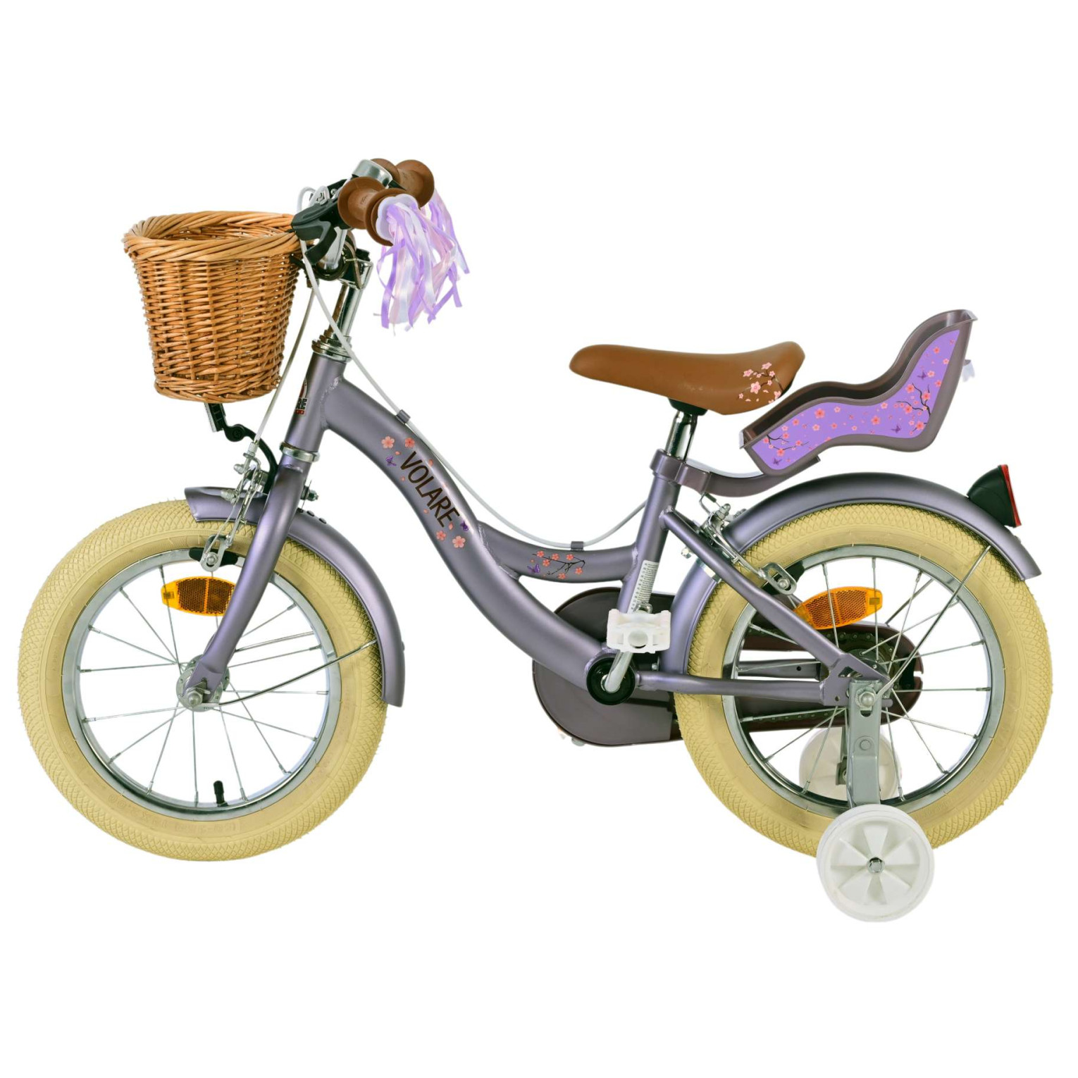 Volare Blossom Fiets - 14 inch - Paars - Twee Handremmen