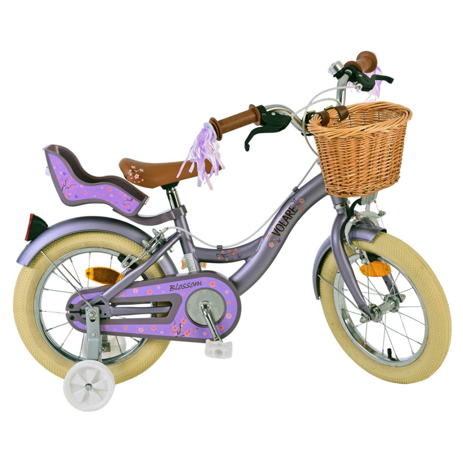 Volare Blossom Fiets - 14 inch - Paars - Twee Handremmen