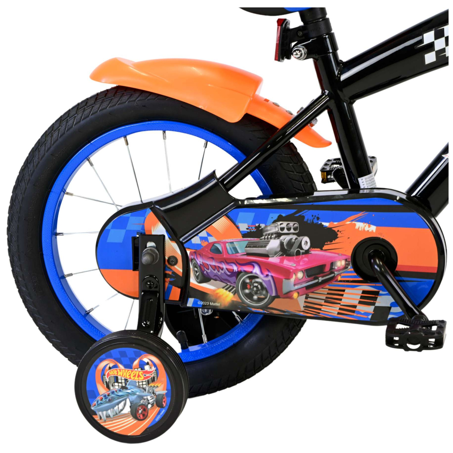 Hot Wheels Fiets - 14 inch - Zwart Oranje Blauw