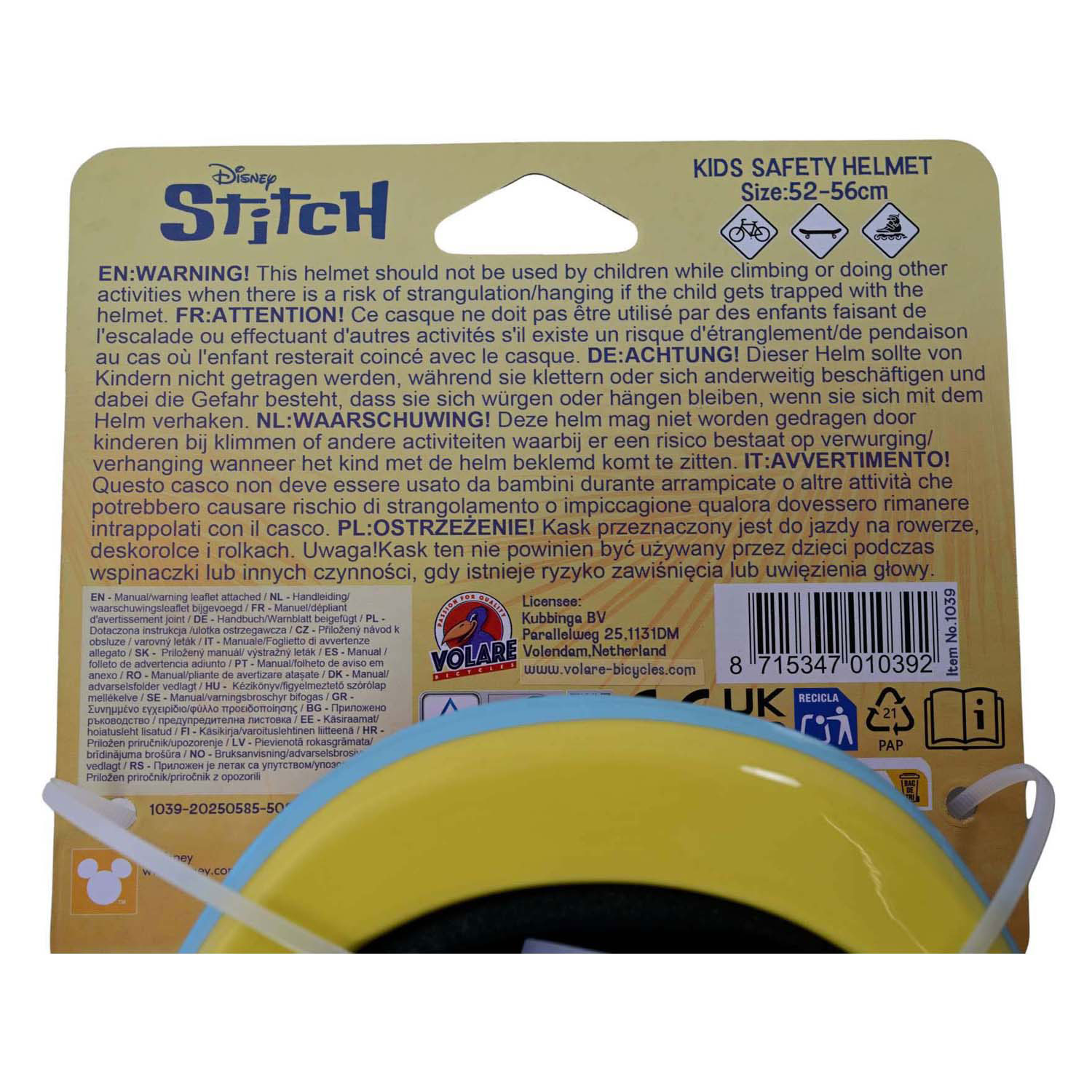 Casque de vélo Stitch Rose 52-56cm - 200gr.