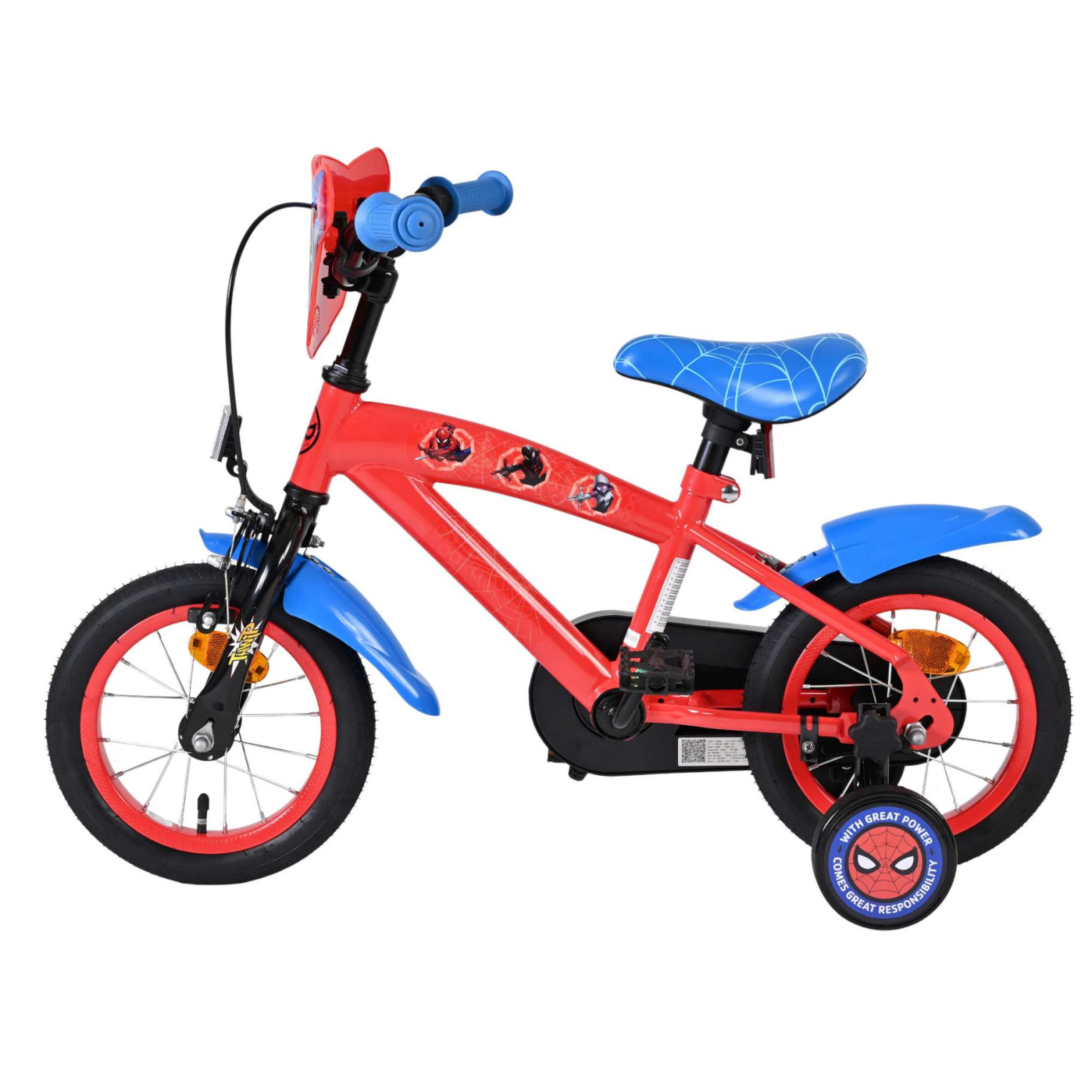 Spider-Man Fiets - 12 inch - Blauw/Rood