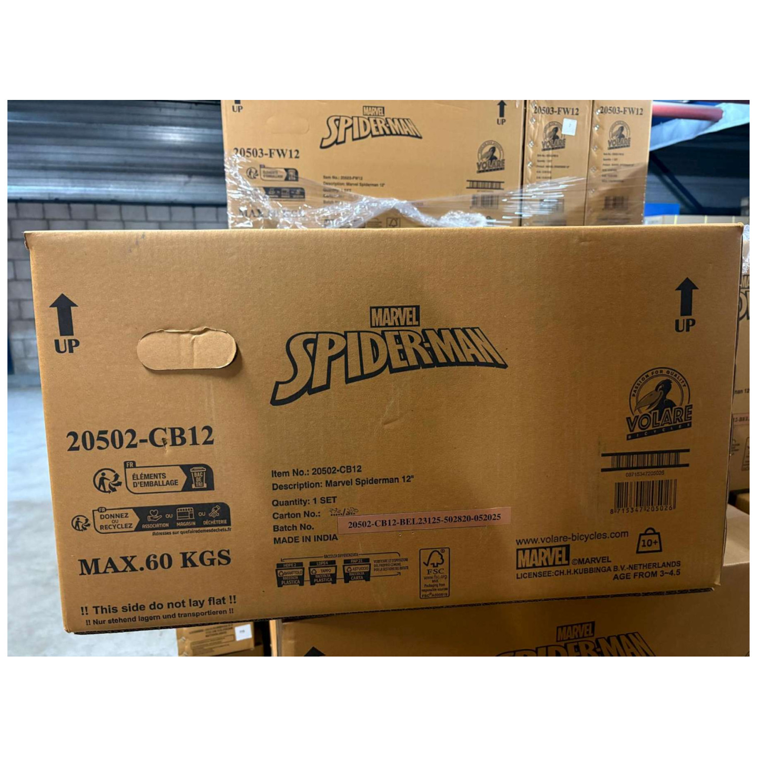 Spider-Man Fiets - 12 inch - Blauw/Rood