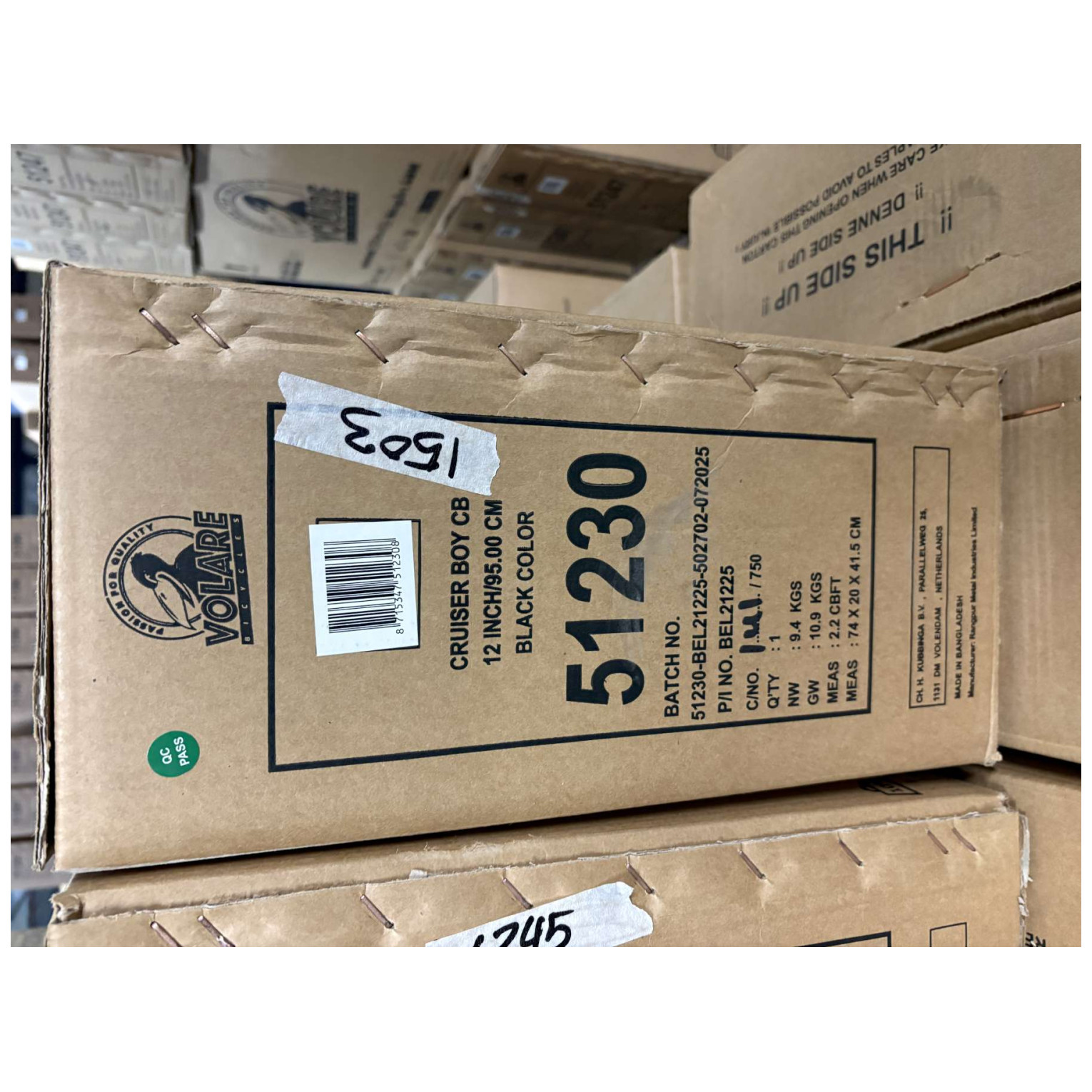 Volare Black Cruiser Fiets - 12 inch - Zwart