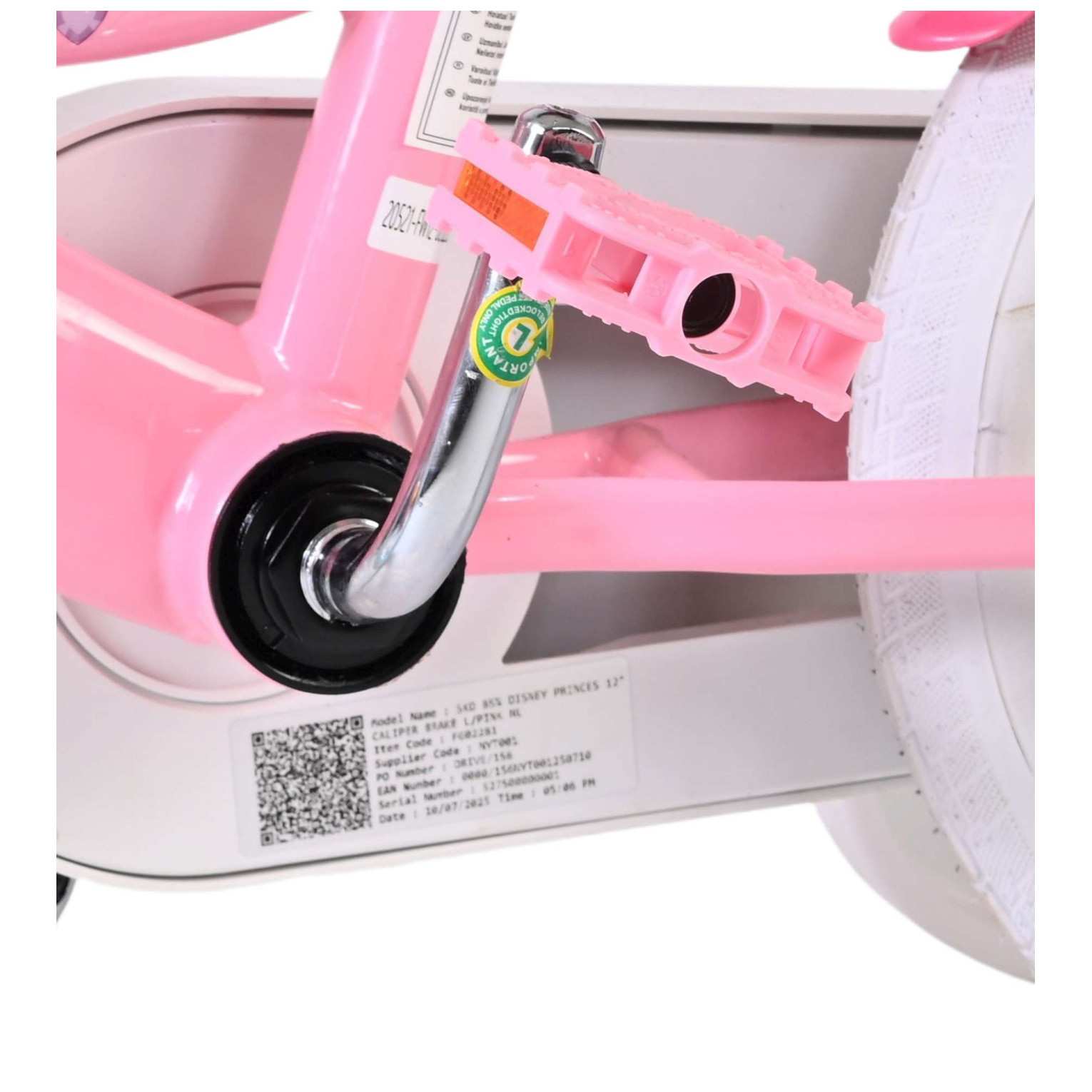 Disney Princess Fiets - 12 inch - Roze - Twee Handremmen