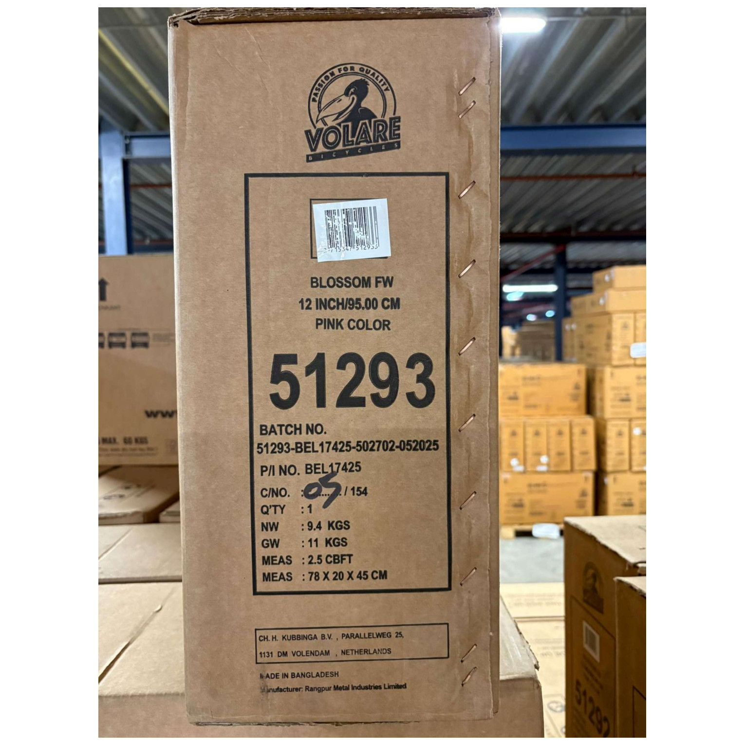 Volare Blossom Fiets - 12 inch - Roze - Twee handremmen