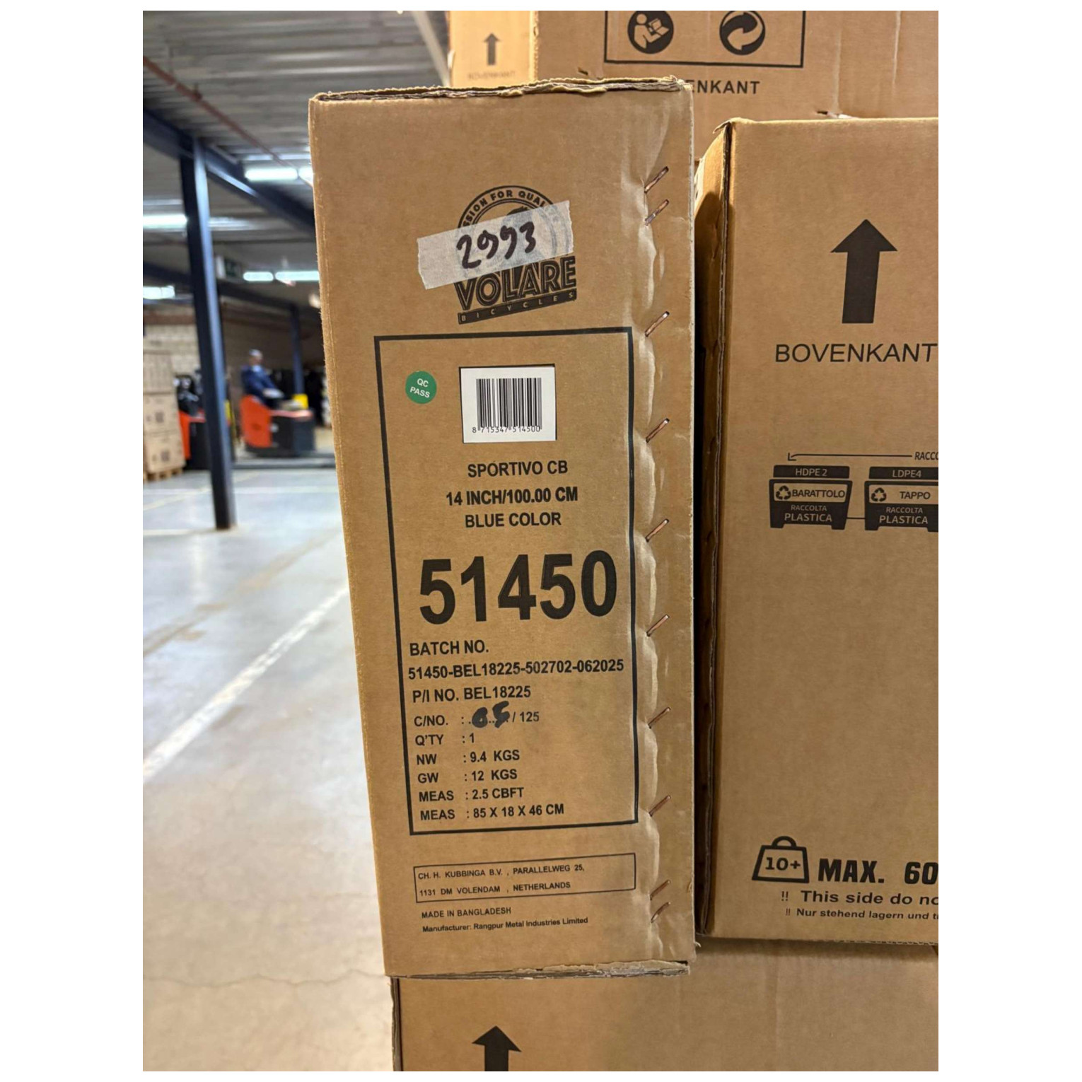 Volare Sportivo Fiets - 14 inch - Blauw Zwart