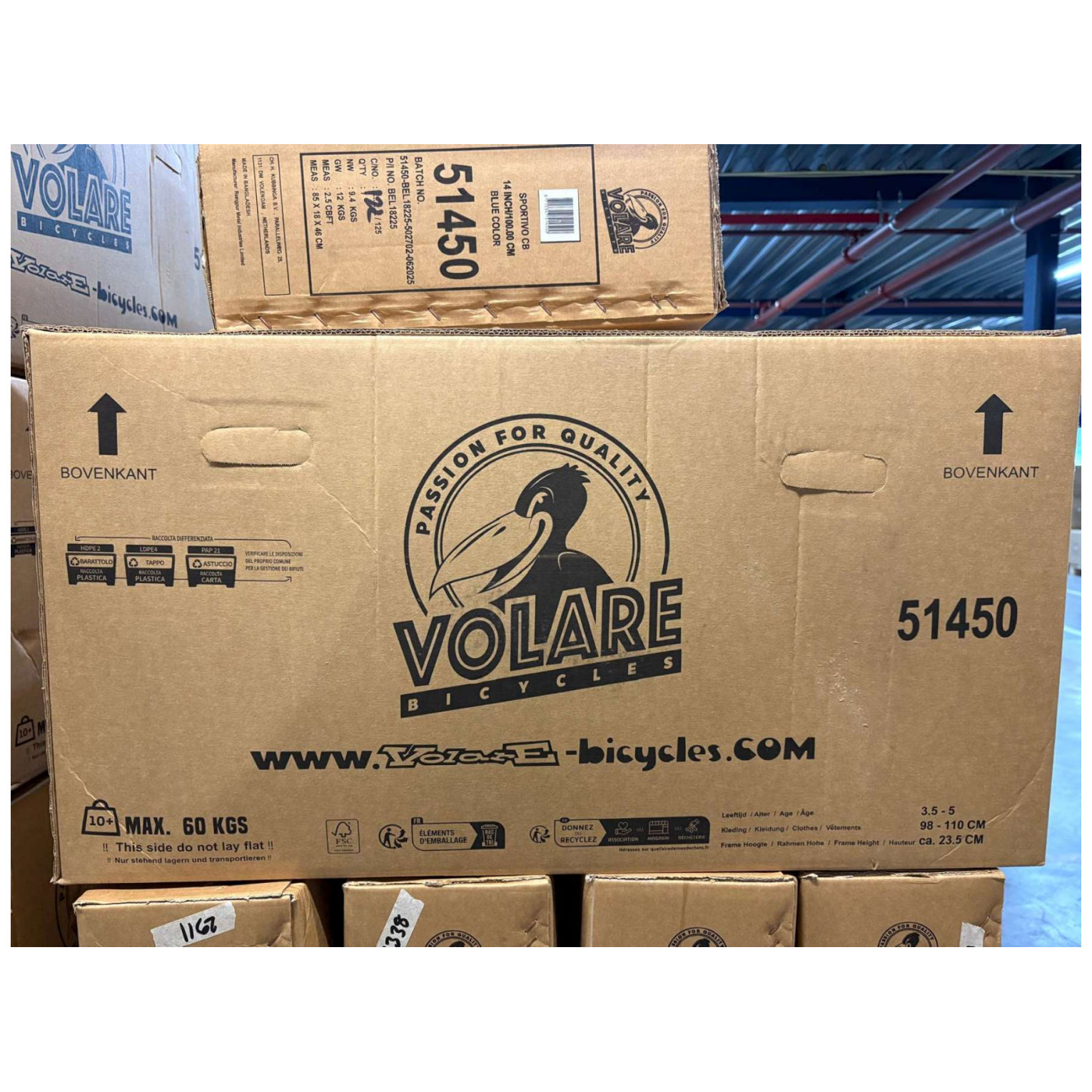 Volare Sportivo Fiets - 14 inch - Blauw Zwart