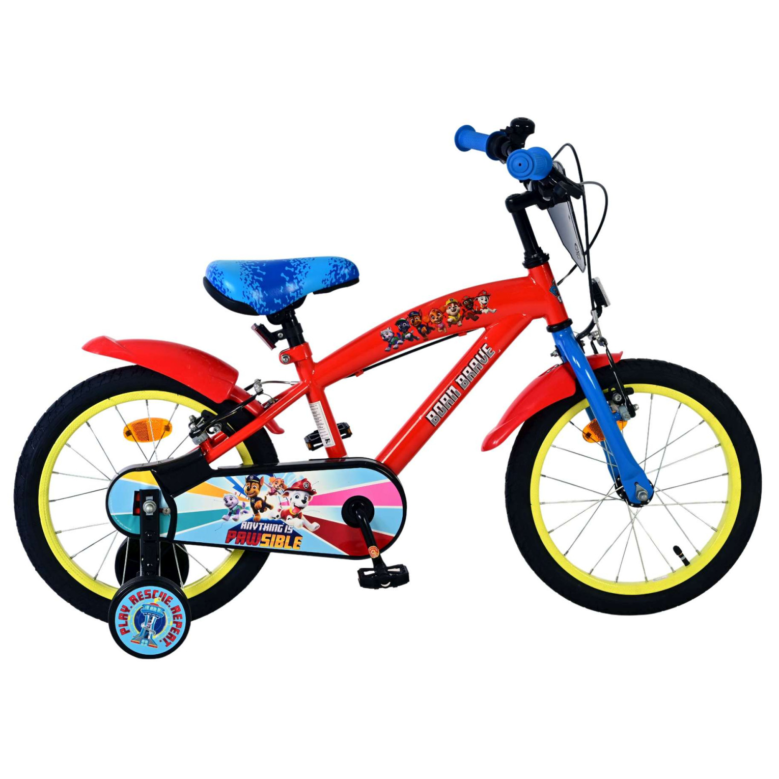 Paw Patrol Fiets - 16 inch - Rood - Twee handremmen