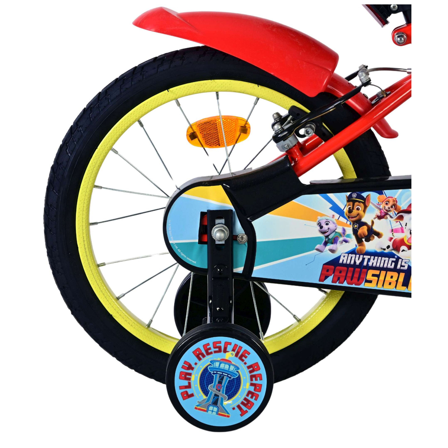 Paw Patrol Fiets - 16 inch - Rood - Twee handremmen
