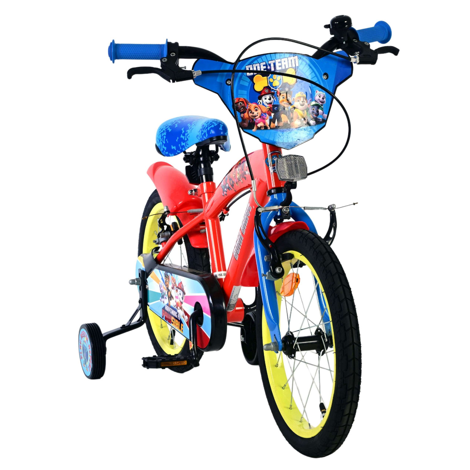 Paw Patrol Fiets - 16 inch - Rood - Twee handremmen