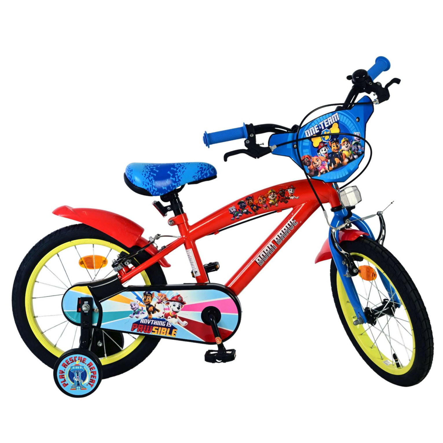 Paw Patrol Fiets - 16 inch - Rood - Twee handremmen