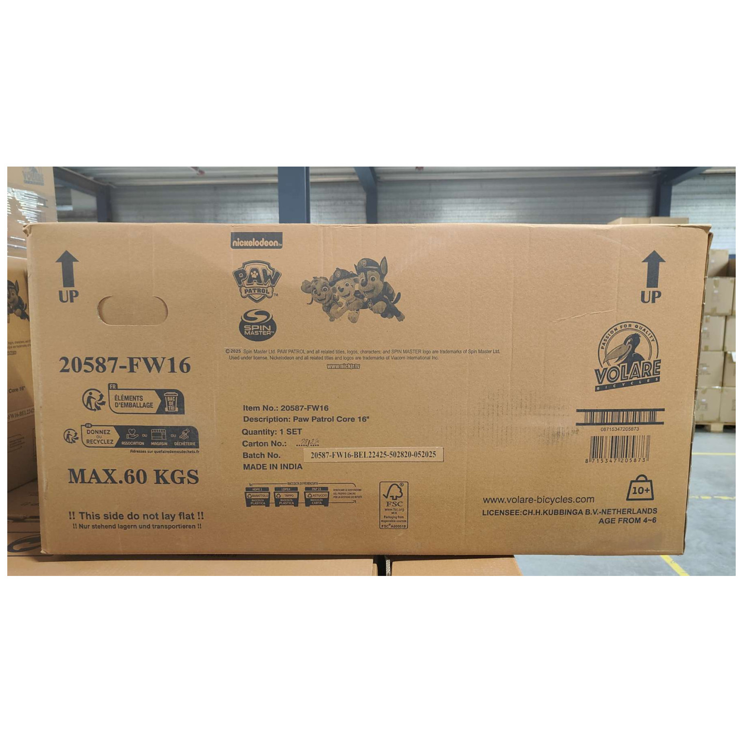 Paw Patrol Fiets - 16 inch - Rood - Twee handremmen