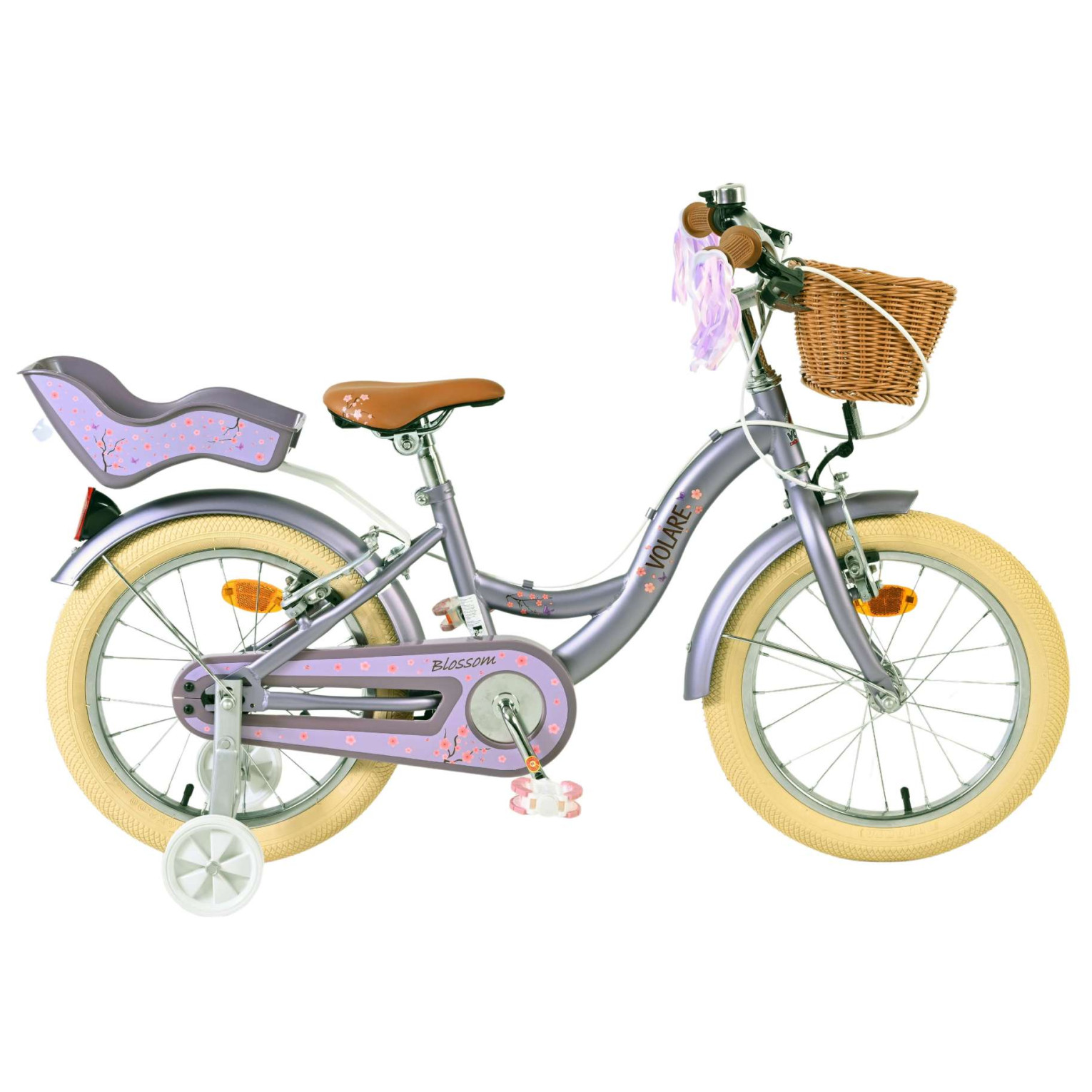 Volare Blossom Fiets - 16 inch - Paars - Twee Handremmen