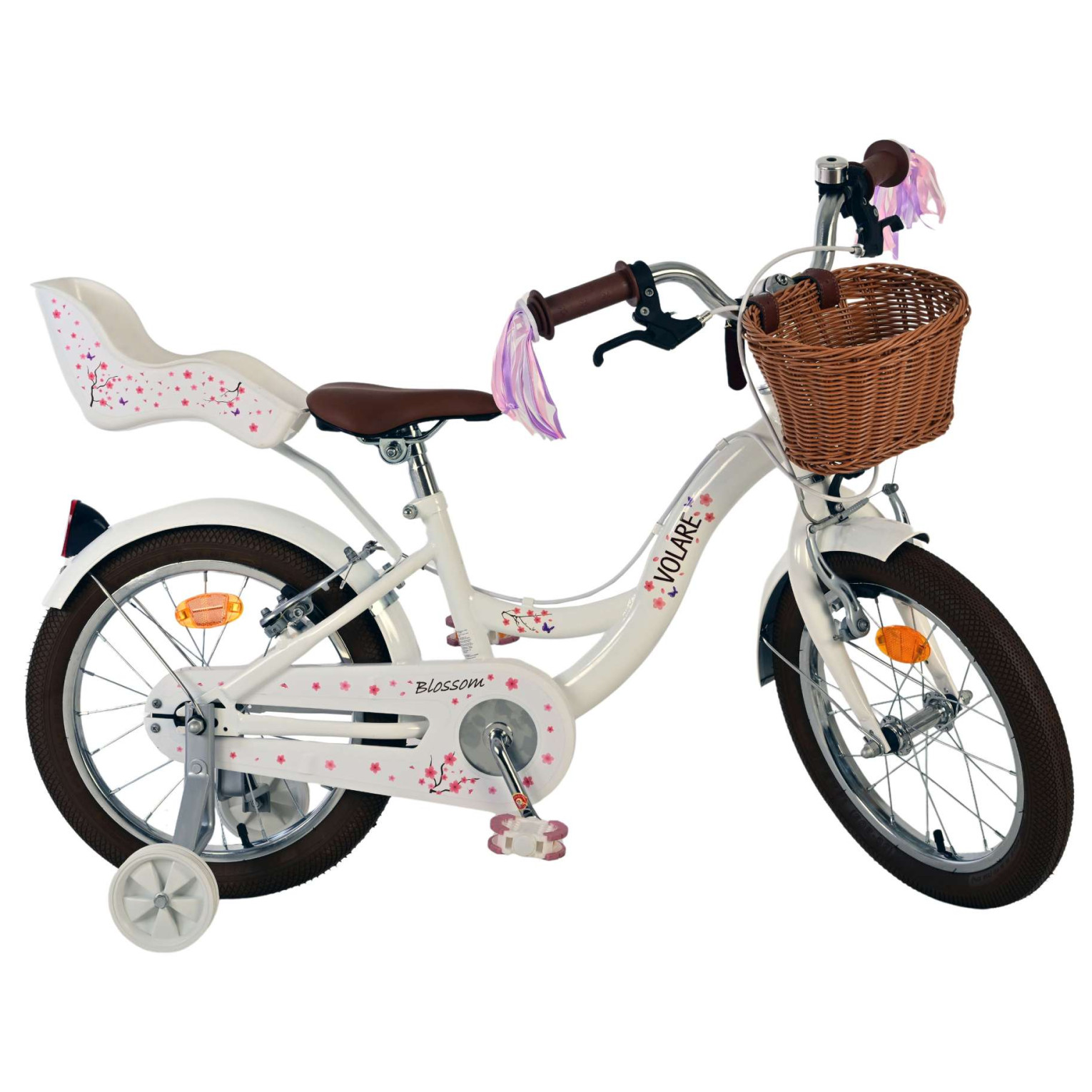 Volare Blossom Fiets - 16 inch - Wit - Twee Handremmen