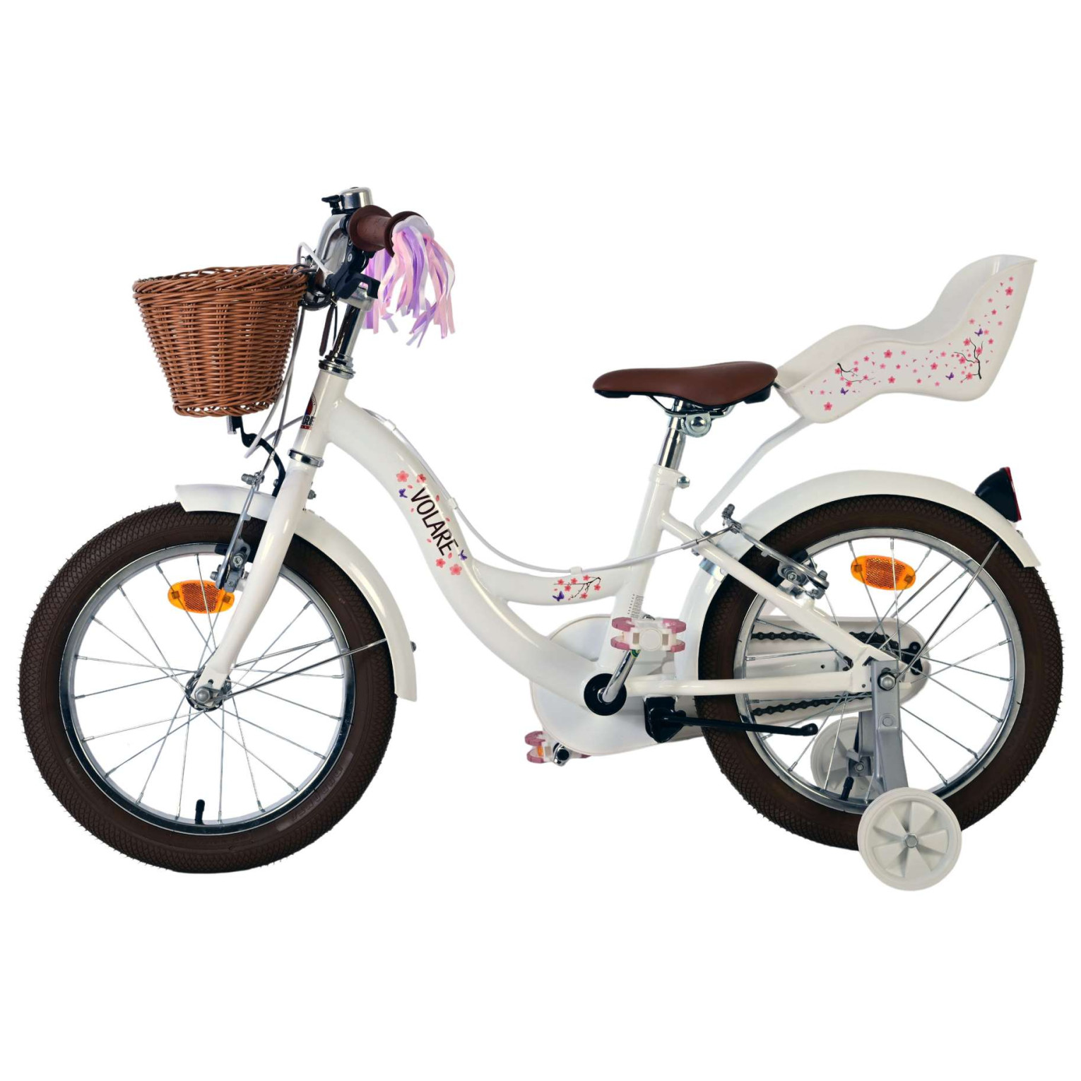 Volare Blossom Fiets - 16 inch - Wit - Twee Handremmen