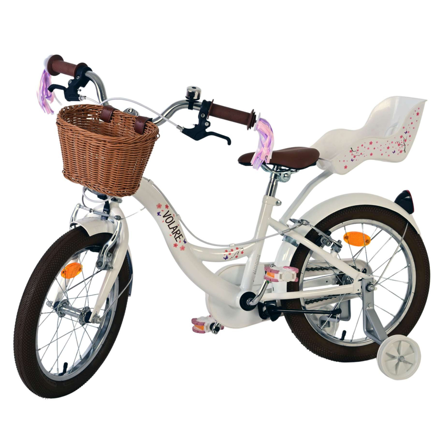 Volare Blossom Fiets - 16 inch - Wit - Twee Handremmen