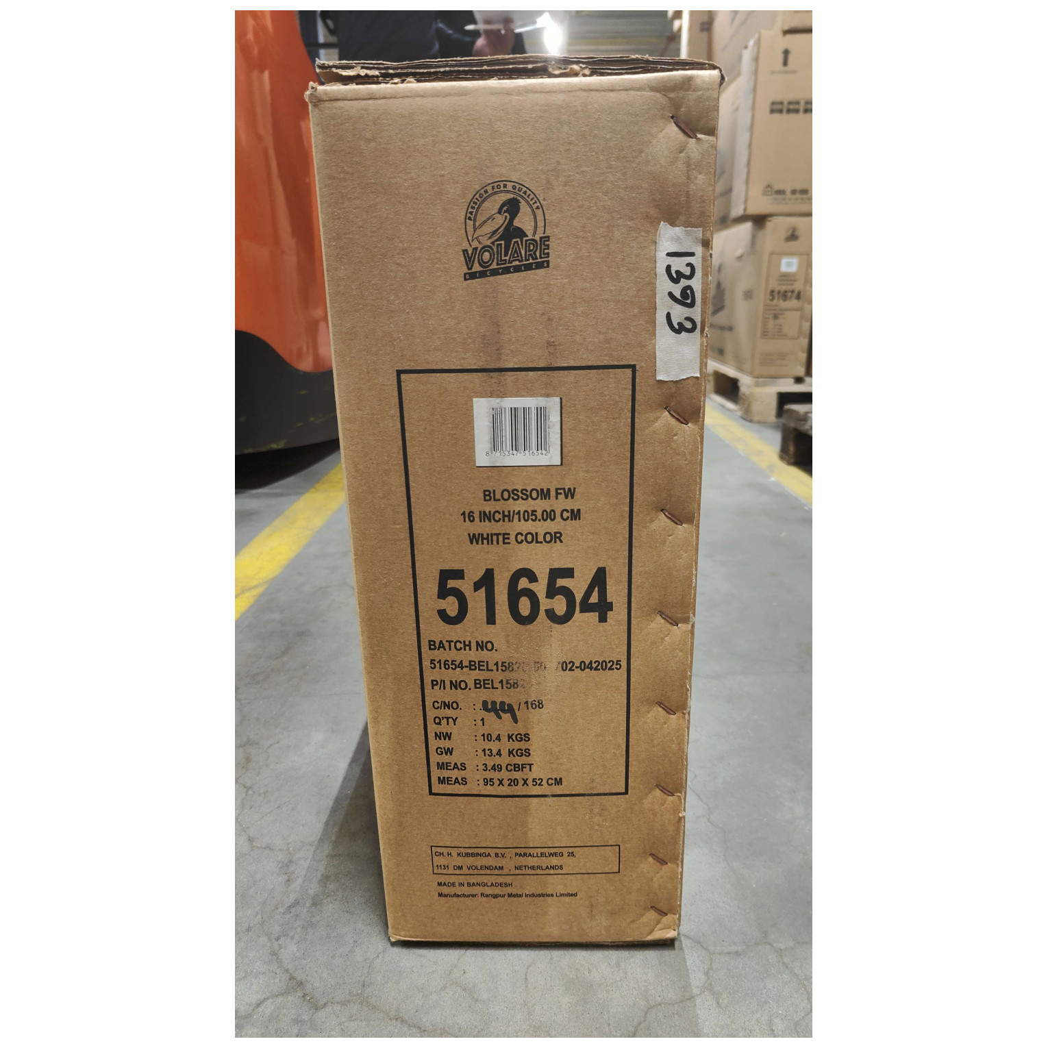 Volare Blossom Fiets - 16 inch - Wit - Twee Handremmen