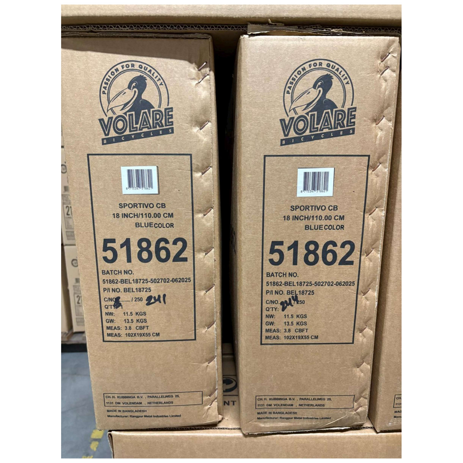 Volare Sportivo Fiets - 18 inch - Blauw Zwart