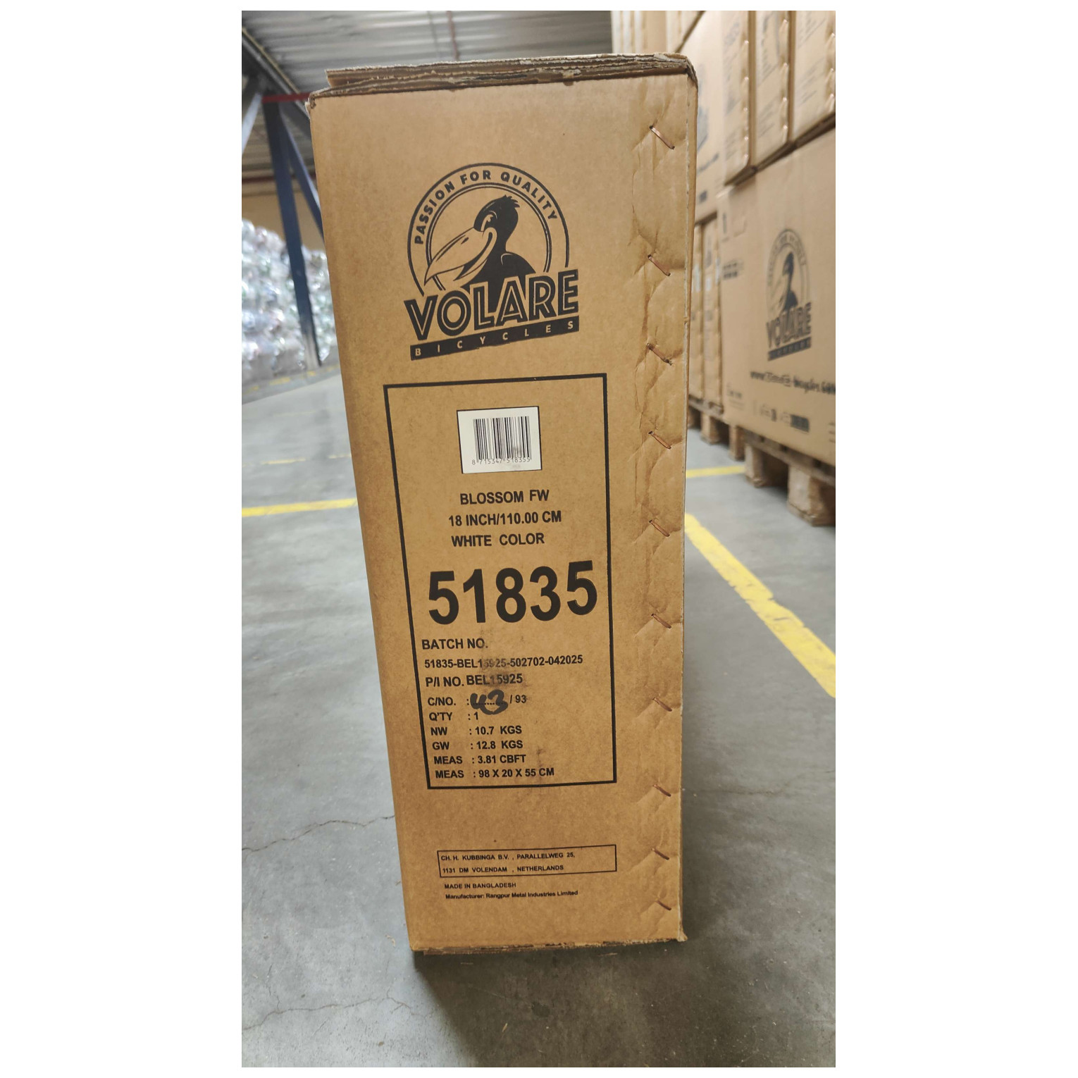 Volare Blossom Fiets - 18 inch - Wit - Twee handremmen